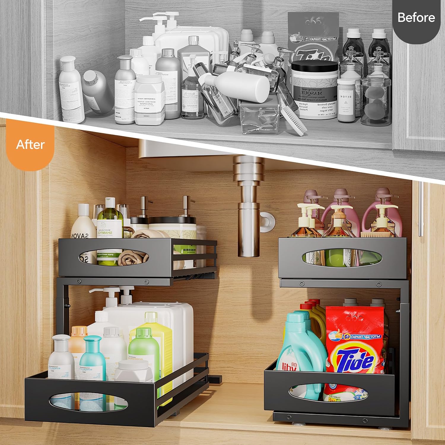 Thumbnail 2 de Under Sink Organizer 2-Tier Slide-Out Drawer Shelf
