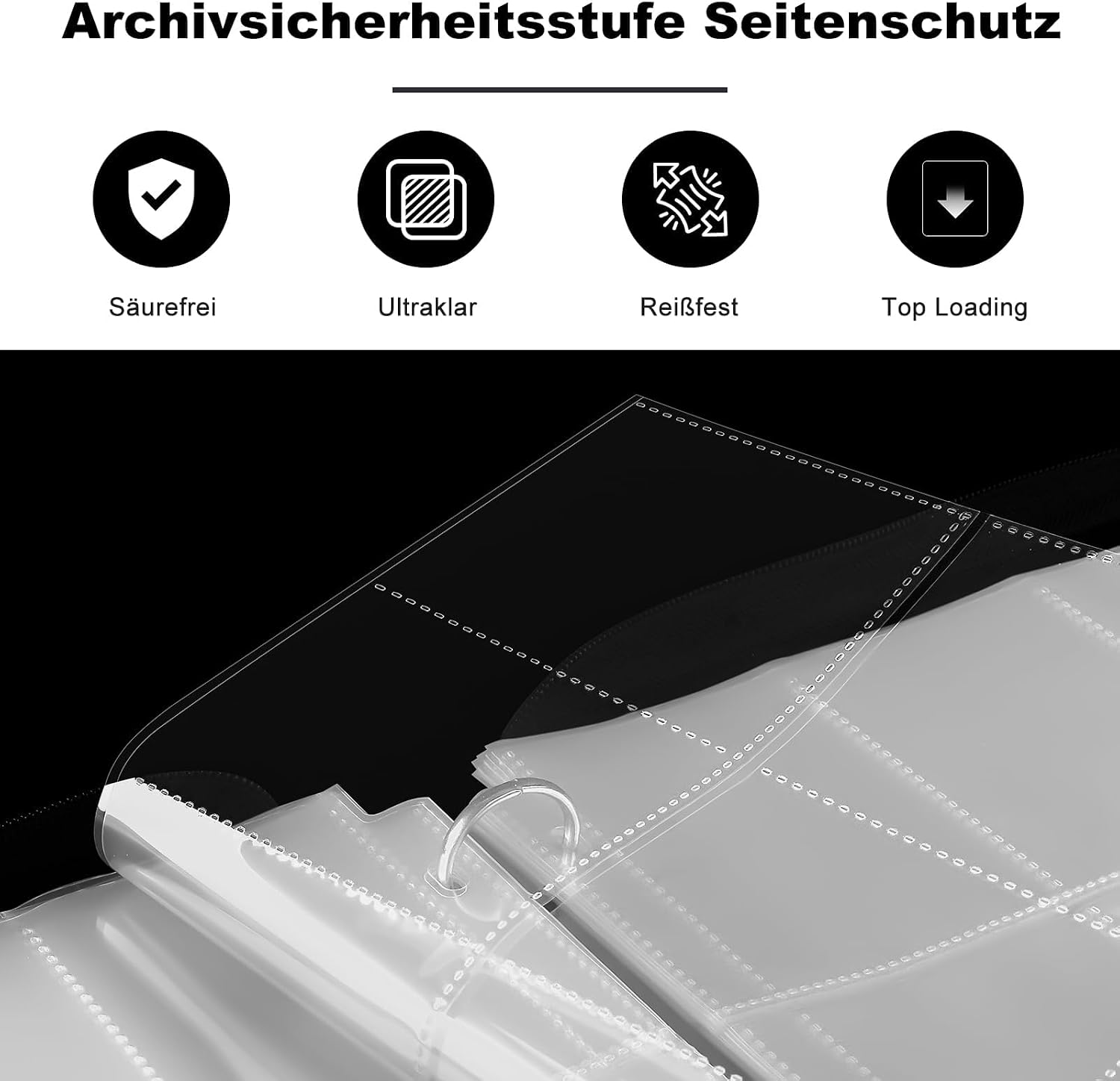Detalle de Mlikero Sammelalbum für bis zu 720 Sammelkarten (9 Taschen) – 3-Ring-Ordner für MTG & Fußballkarten