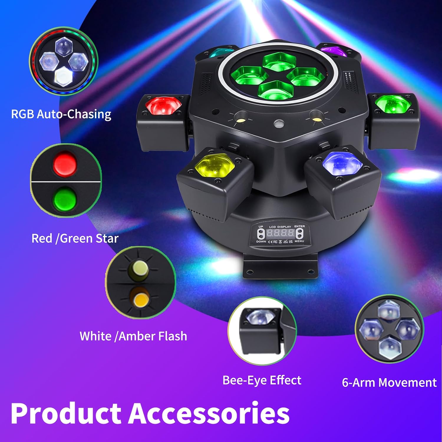 Detalle de Generic AG-028 150W 6-Arm Moving Head DJ Light with RGBW and DMX512