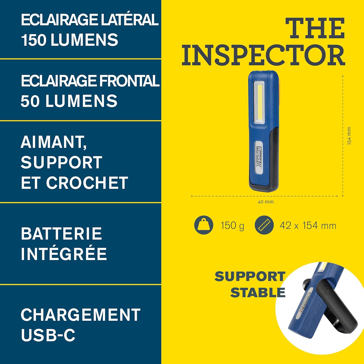 Thumbnail 1 de Lampe LED Rapid The Inspector — lampe d’inspection compacte, éclairage frontal 150 lm et extrémité 50 lm