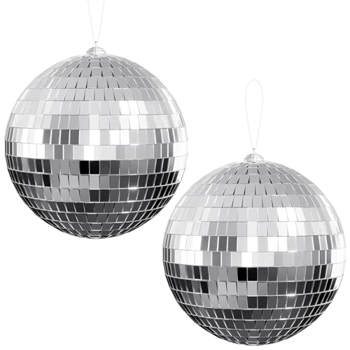 Detalle de Youdepot Discokugel-Set 10 cm – Zwei silberne Spiegelkugeln mit Aufhängung