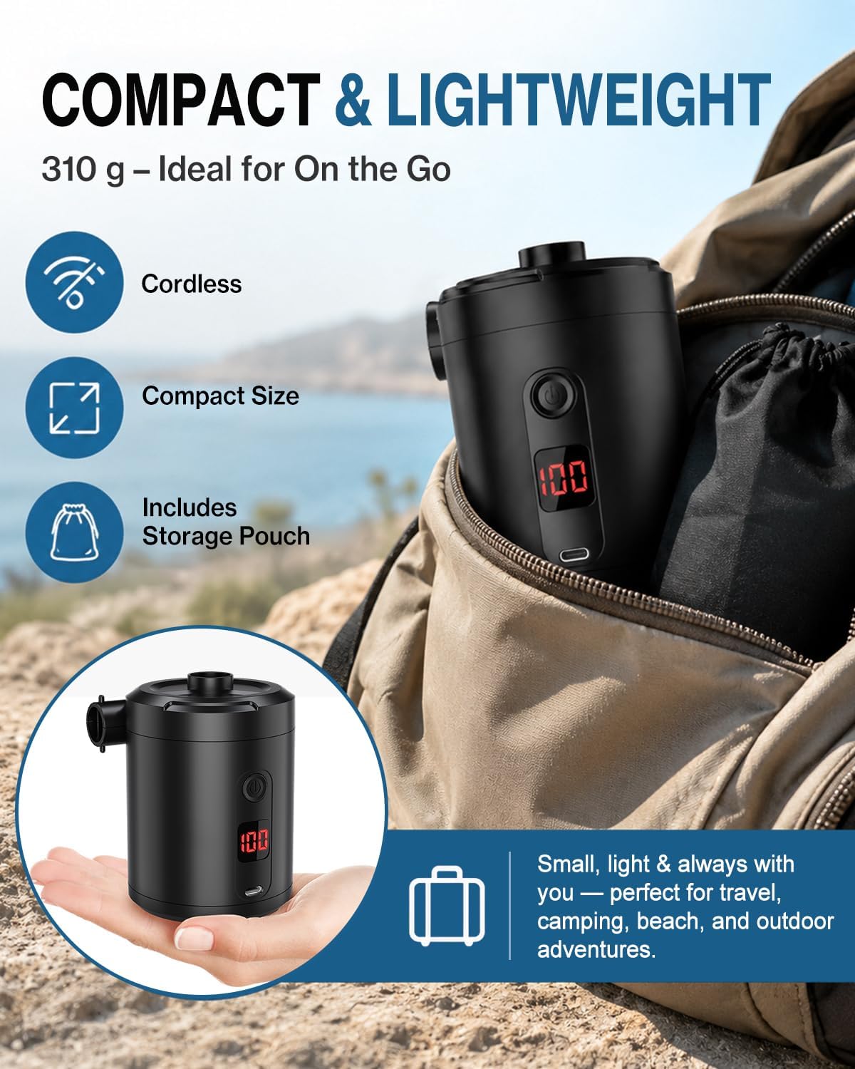 Thumbnail 5 de Lytool Electric Air Pump: Portable 4 KPa Rechargeable Mini Pump with LED Display