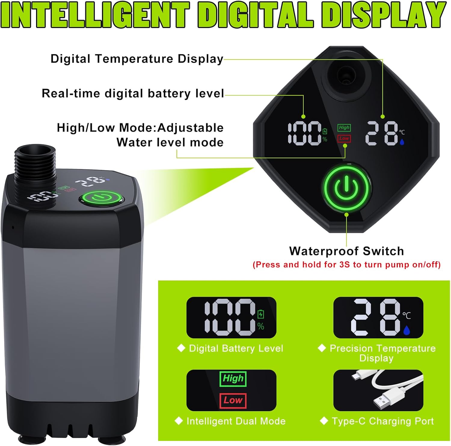 Thumbnail 4 de Spopal Portable Camping Shower with 6000mAh Battery: 4 Modes, LED Display, IPX7 Waterproof