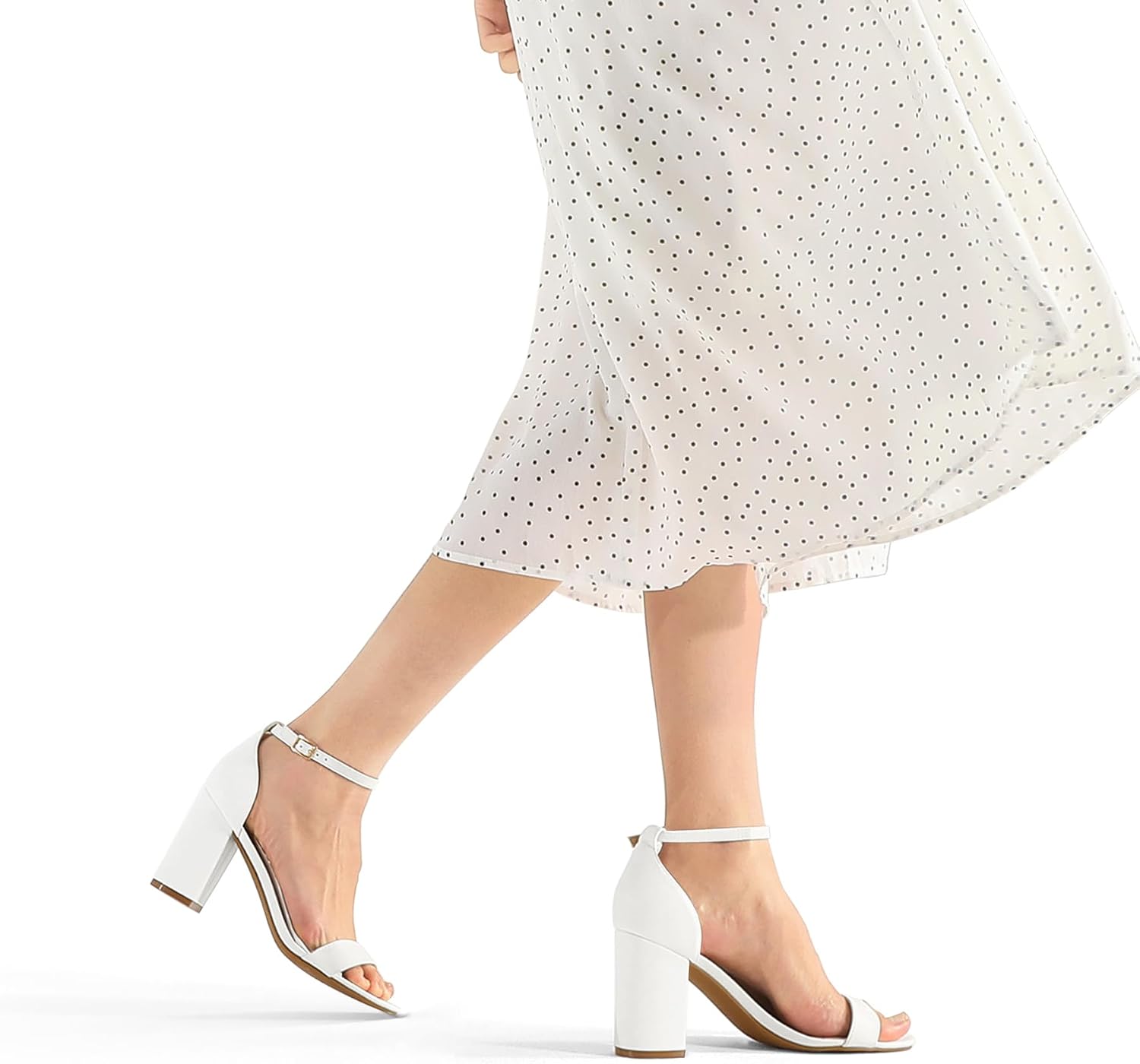 Detalle de COASIS Women's Chunky Block Heels Open Toe Ankle Strap 3.5 Inch Heeled Sandals