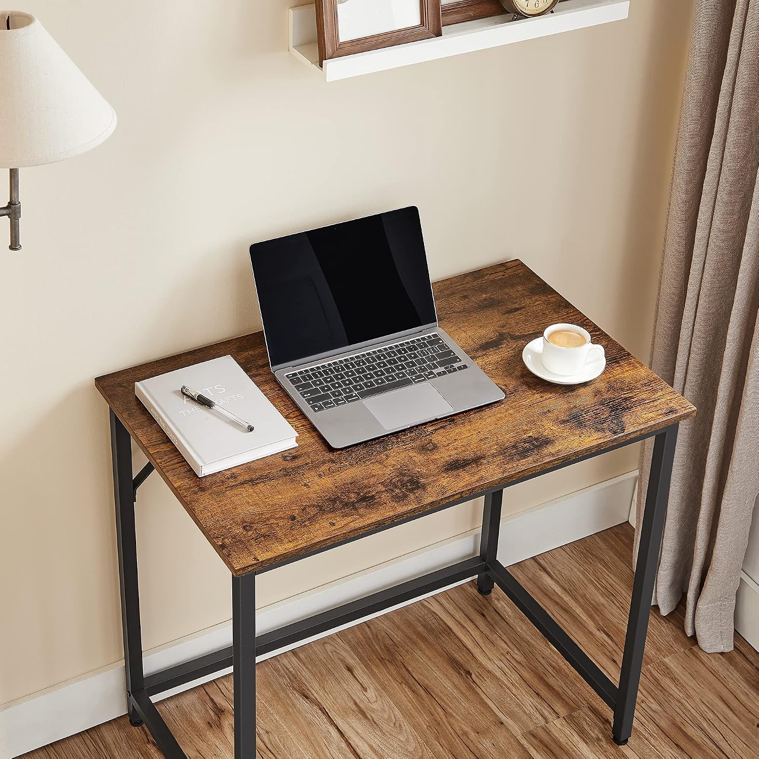 Thumbnail 3 de VASAGLE Office Desk Table Workstation 80 x 50 x 75 cm – Industrial Style, Rustic Brown & Black