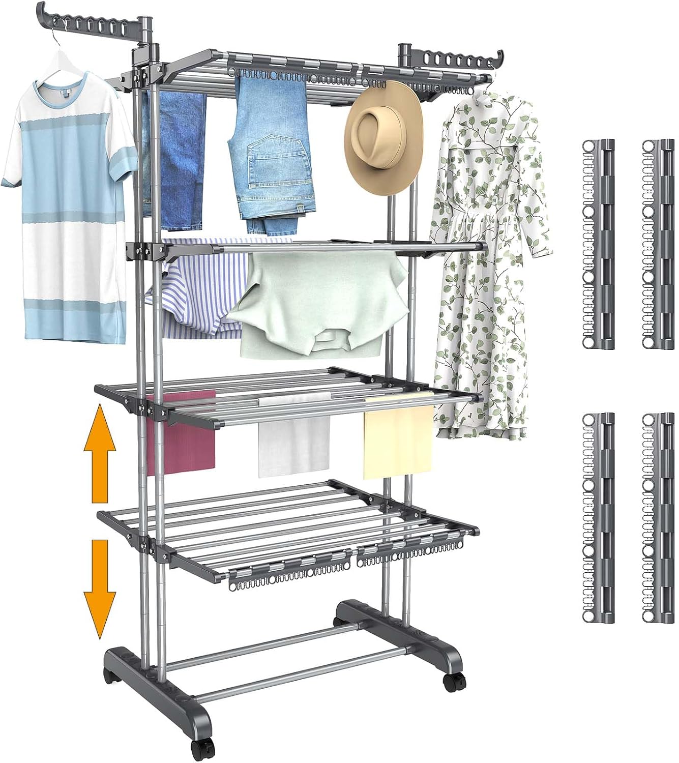 Detalle de Shrivee NR765-2 4-Tier Clothes Airer with Adjustable Shelves and Wheels