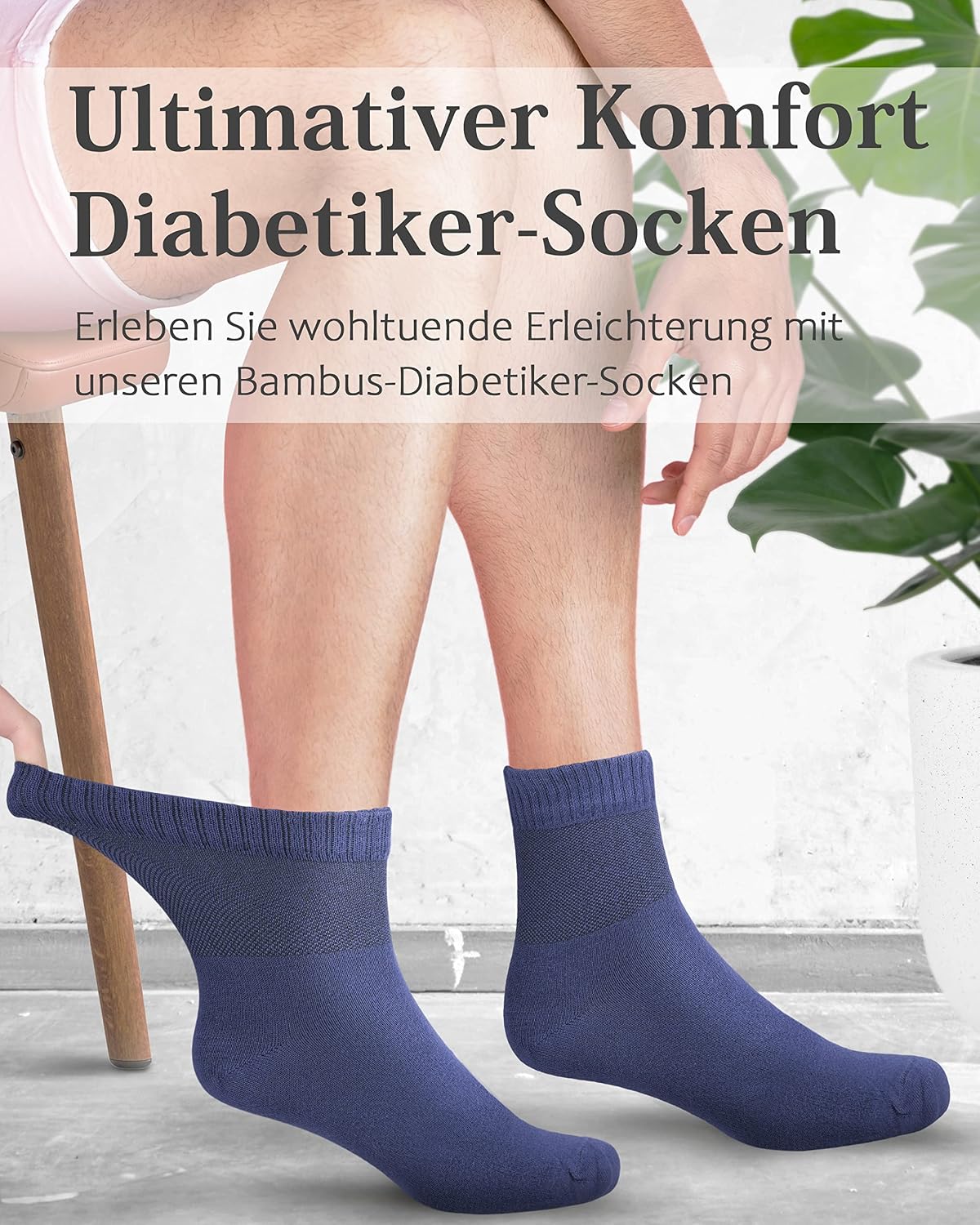 Detalle de Fiera Besa Herren Diabetiker Ankle – męskie skarpety bambusowe z Lycrą, 4 pary