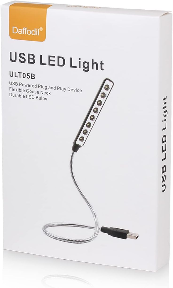 Thumbnail 6 de Daffodil ULT05B USB-läslampa med flexibel svanhals, 8 LED och svart finish