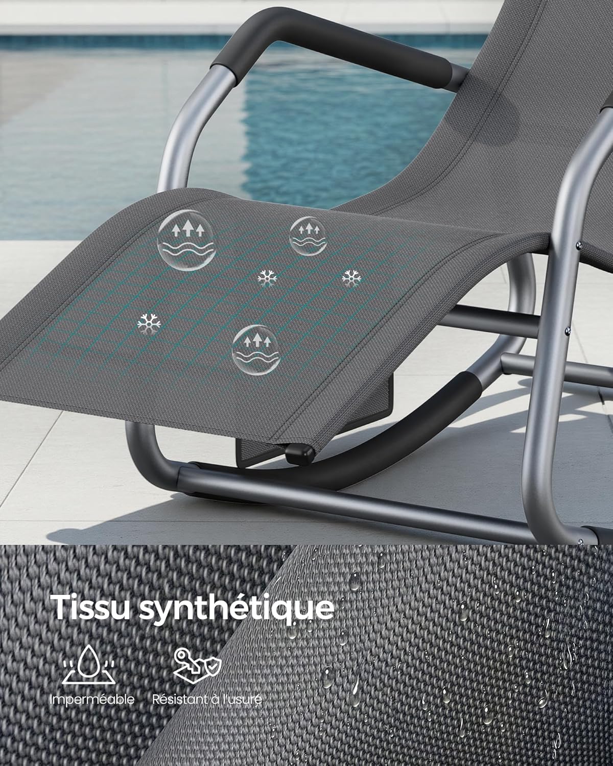 Thumbnail 6 de SONGMICS Fauteuil à Bascule Gris GCB230GZ02