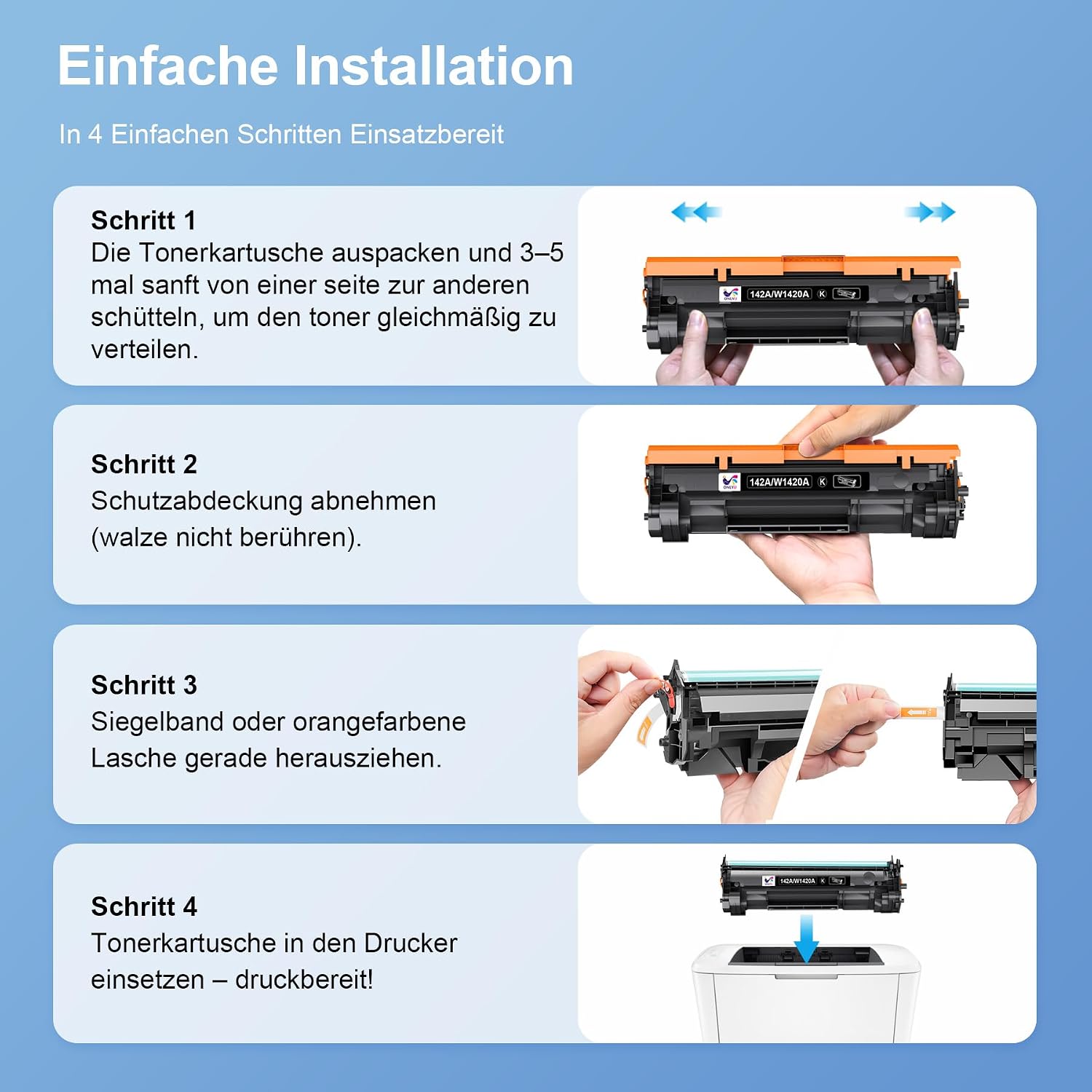 Thumbnail 6 de ONLYU 142A/142X Schwarz mit Chip – Tonerkartusche kompatibel mit HP LaserJet M110/M139/M140 (1 Schwarz, Chip aktuell)