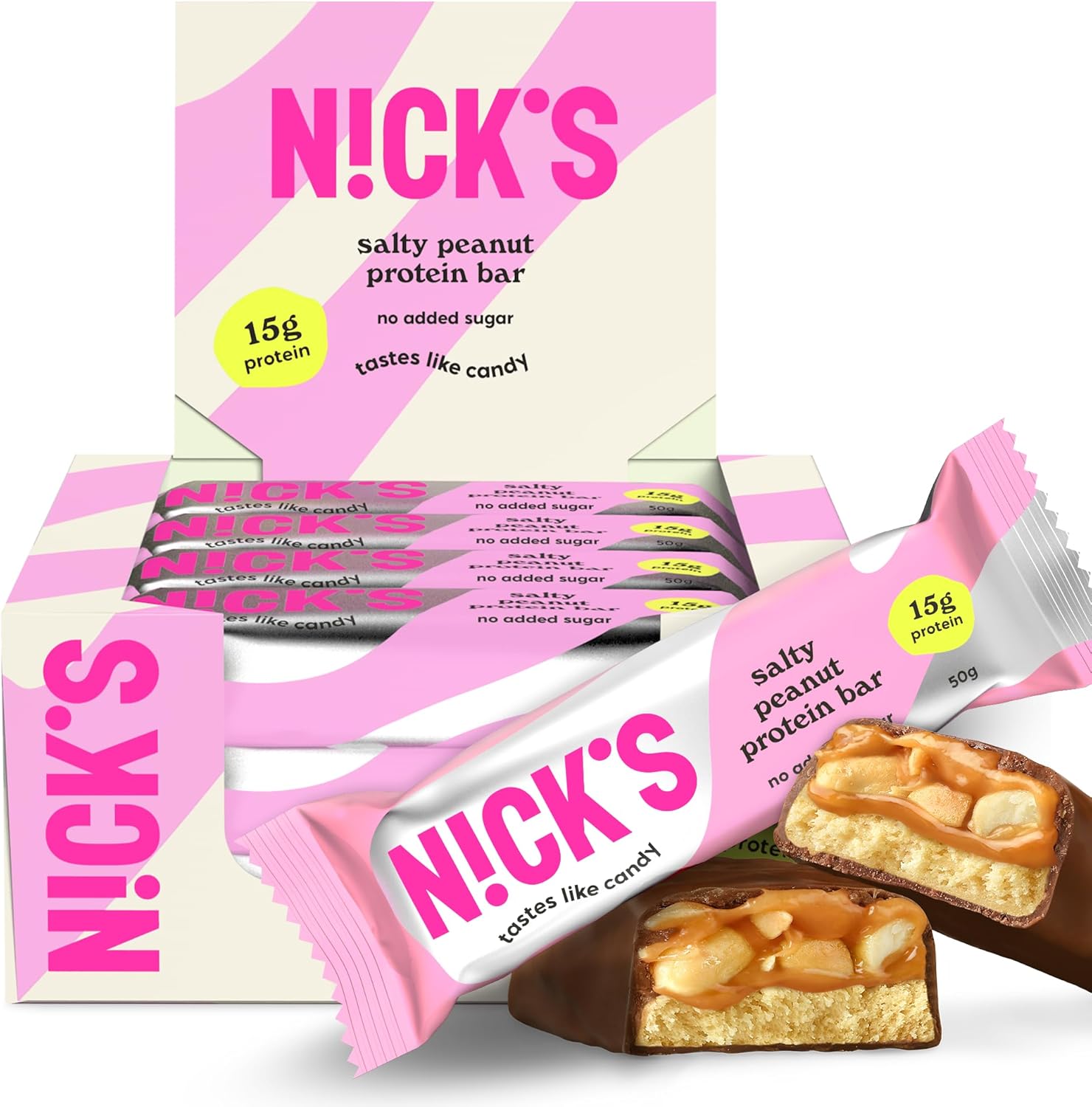 Detalle de NICKS Barritas proteicas cacahuetes salados 50 g