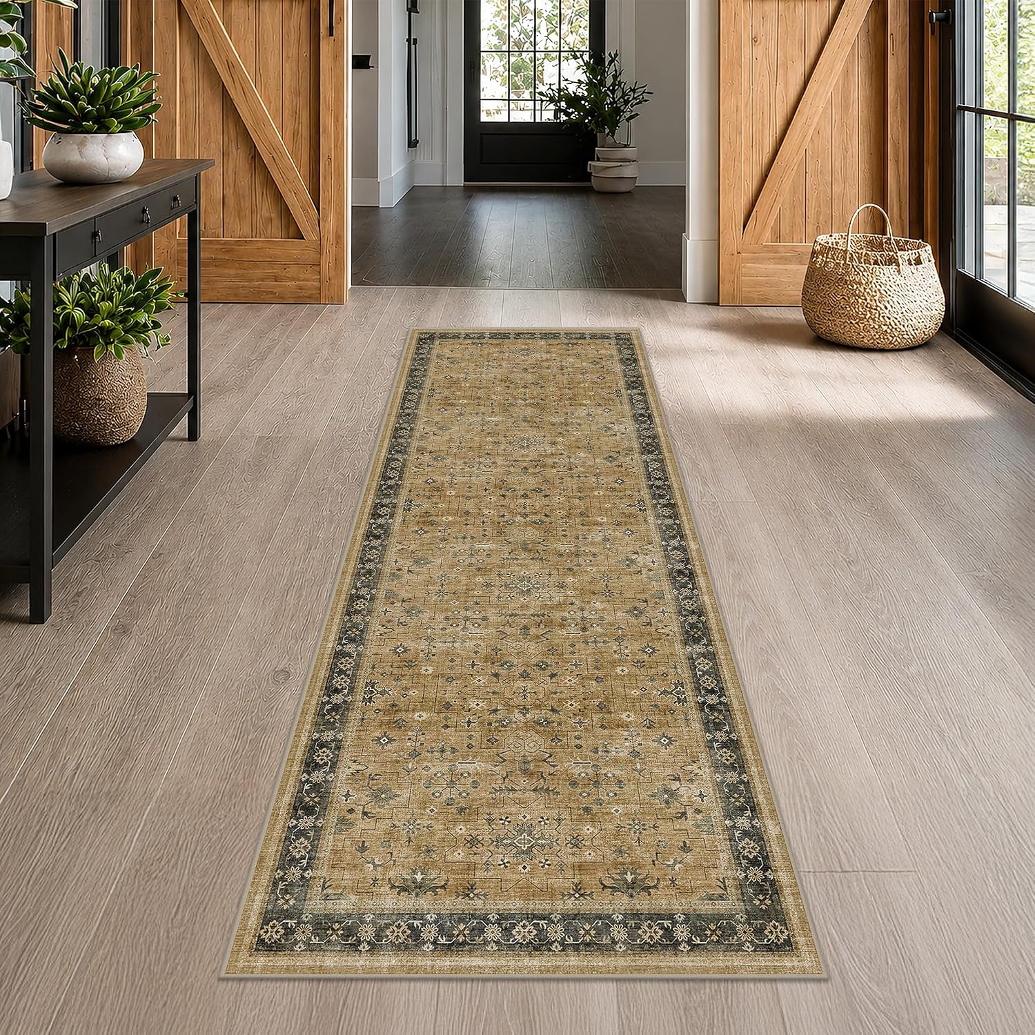 Detalle 2 de Hazo Haus 3' x 12' Washable Hallway Runner Rug, Non-Slip Polyester