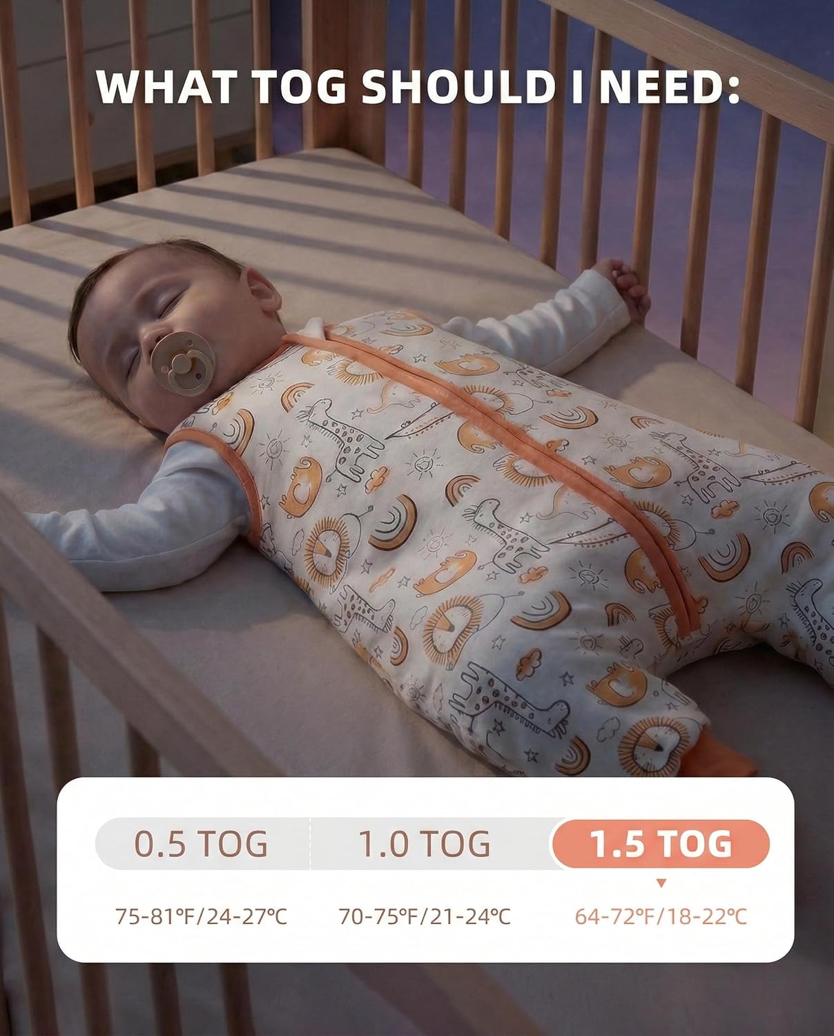 Detalle de WYTbaby 2 Pack Sleeping Bag with Legs (0.5–1.5 Tog) – 100% Cotton Baby Sleep Sack