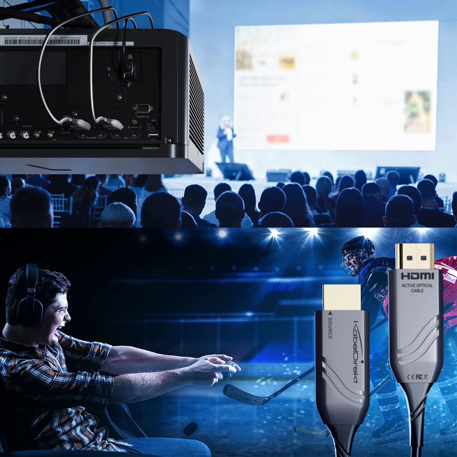 Detalle 2 de KabelDirekt Optisches 8K HDMI 2.1 Kabel – Glasfaser, 10 m, 0% Signalverlust
