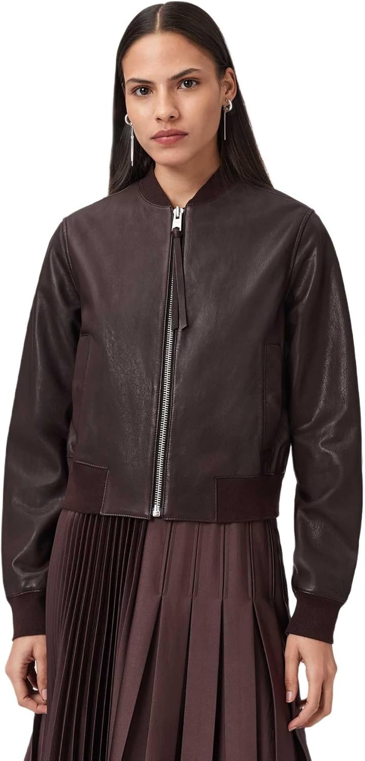 Thumbnail 2 de AllSaints Orten Bomber Jacket Veste en Cuir Femme