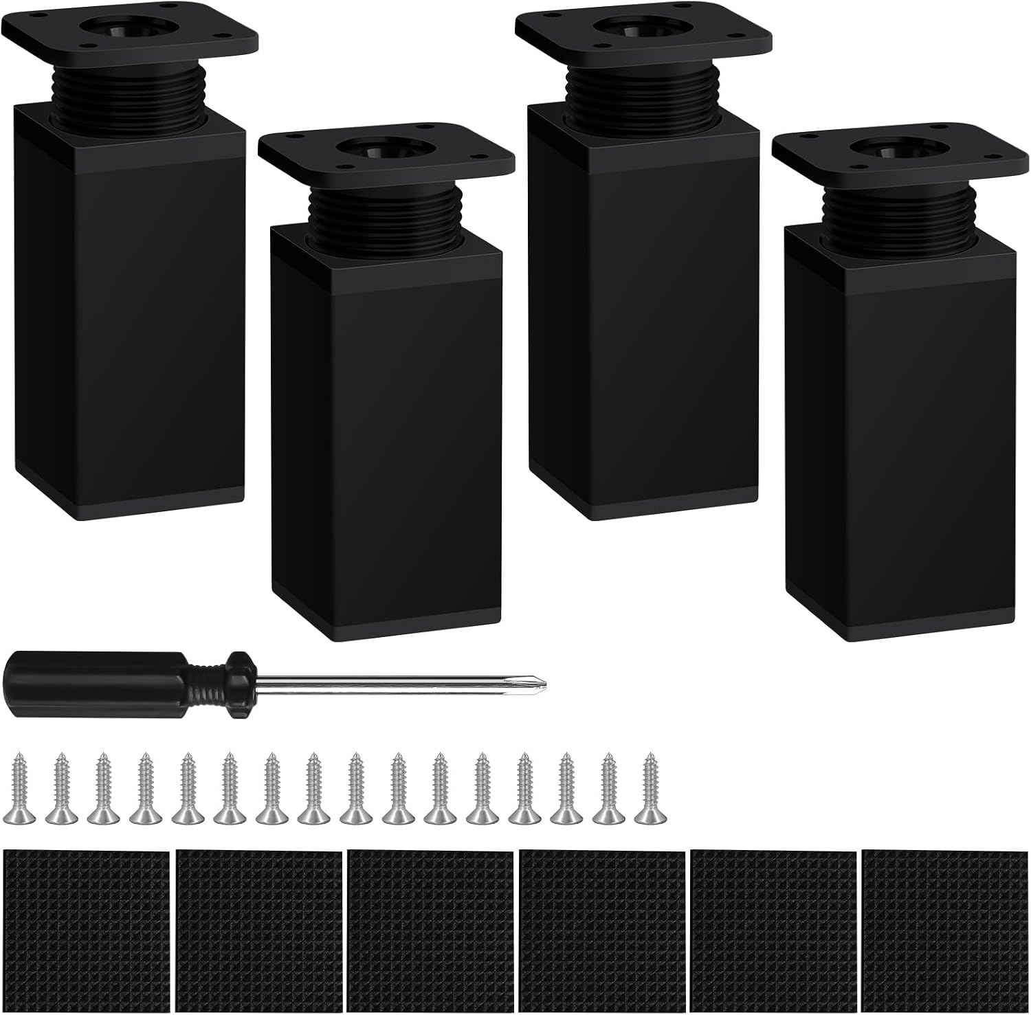 Detalle de AUAUY M1-3802215 – regulowane nóżki meblowe 100 mm z aluminium, zakres 0–20 mm