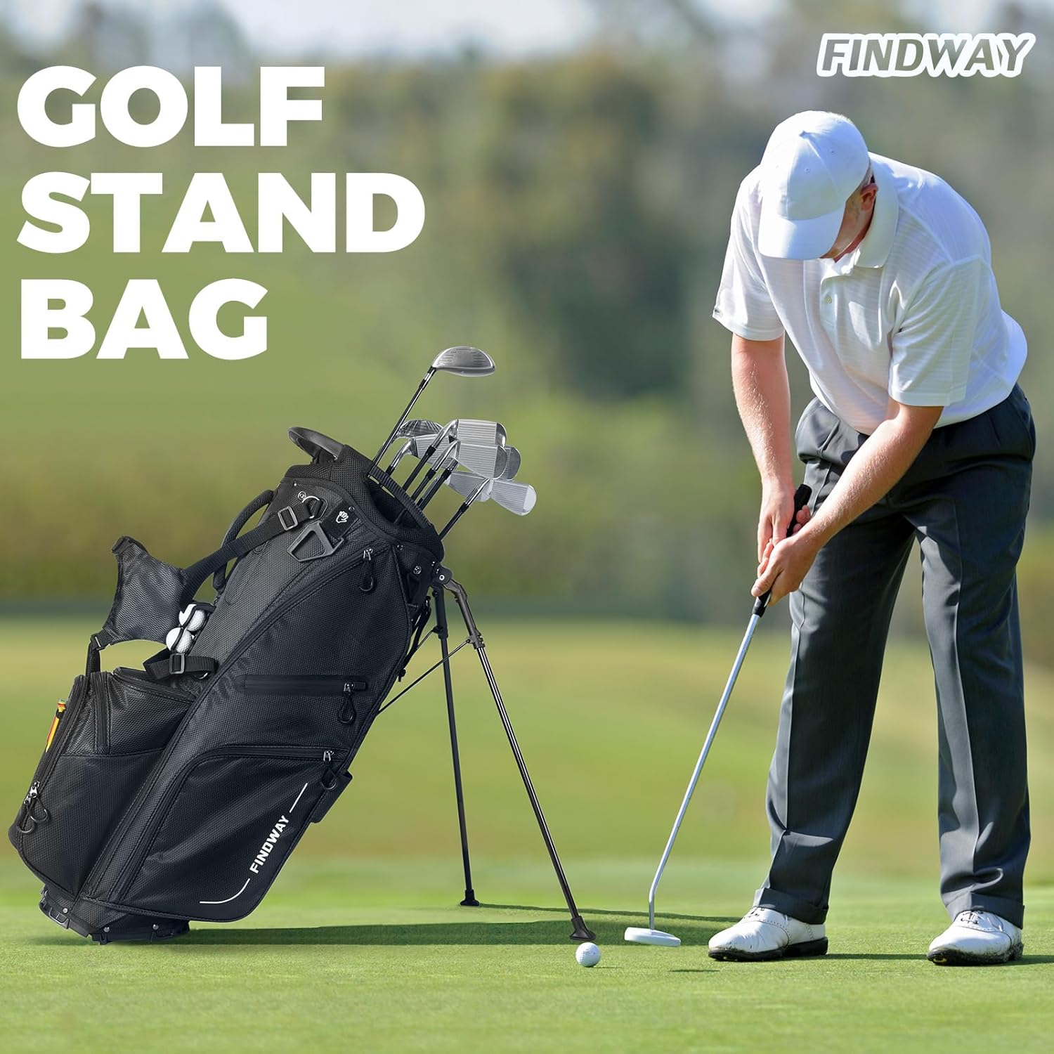 Thumbnail 6 de Findway 14 Way Golf Stand Bag – Lightweight Stand Carry Bag for Men and Women