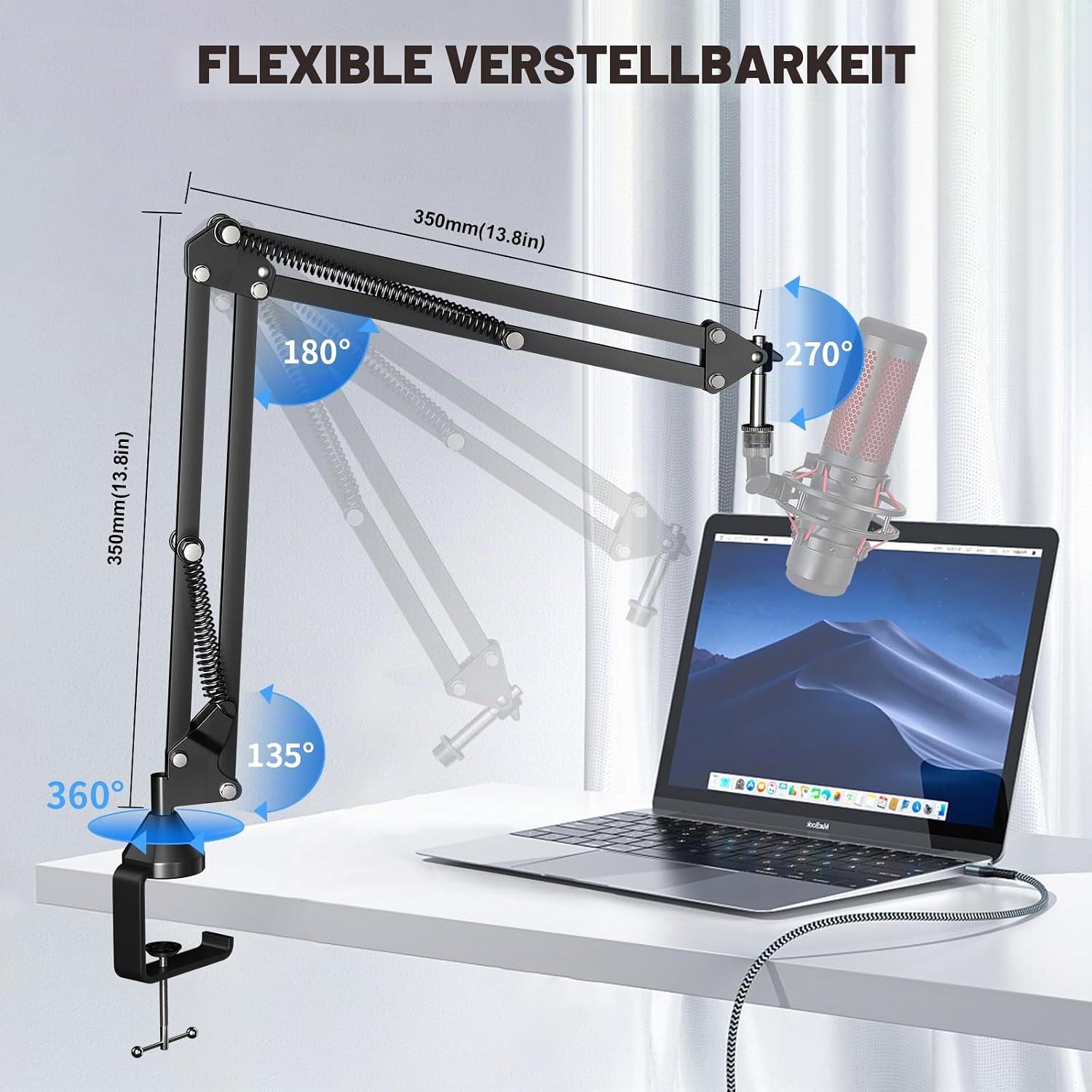 Detalle de Aokeo AK-35 Mikrofonarm für Blue Yeti, Snowball, QuadCast & Elgato Wave