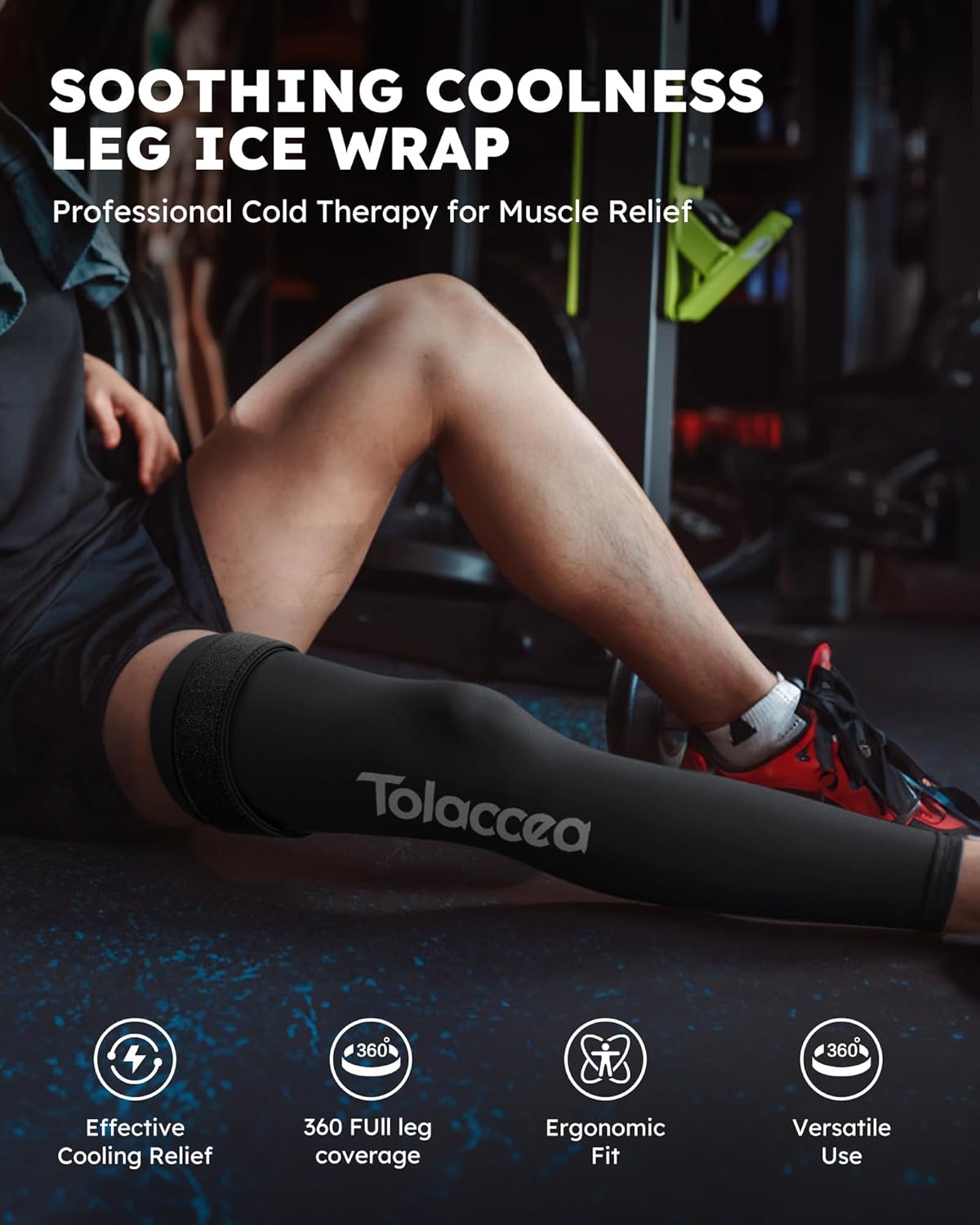 Detalle 2 de Tolaccea Pack de Froid pour Jambe Complète avec Couverture 360° – Gel réutilisable et manchon universel