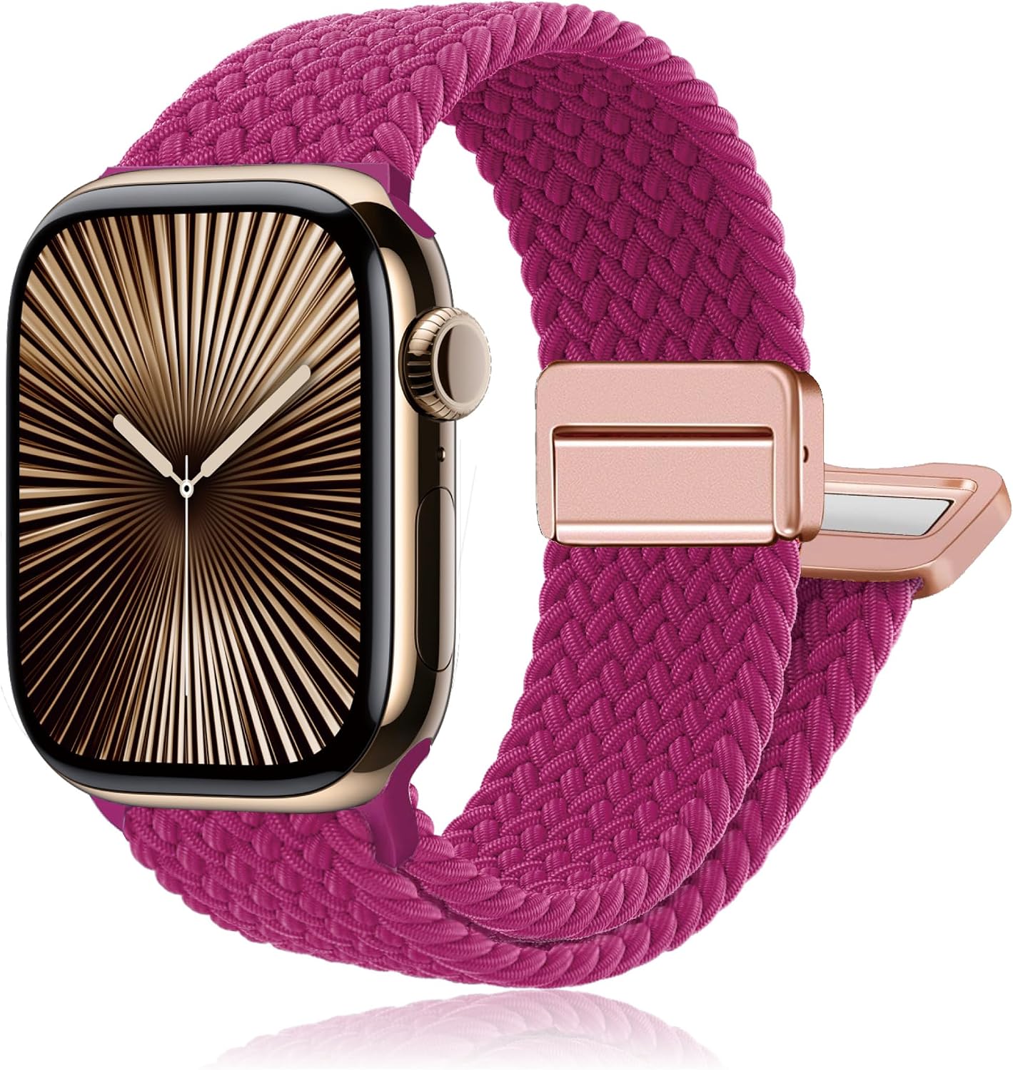 Detalle de Magnetic Braided Stretchy Loop for Apple Watch (49mm–38mm): Flexible Nylon Band with Magnetic Clasp