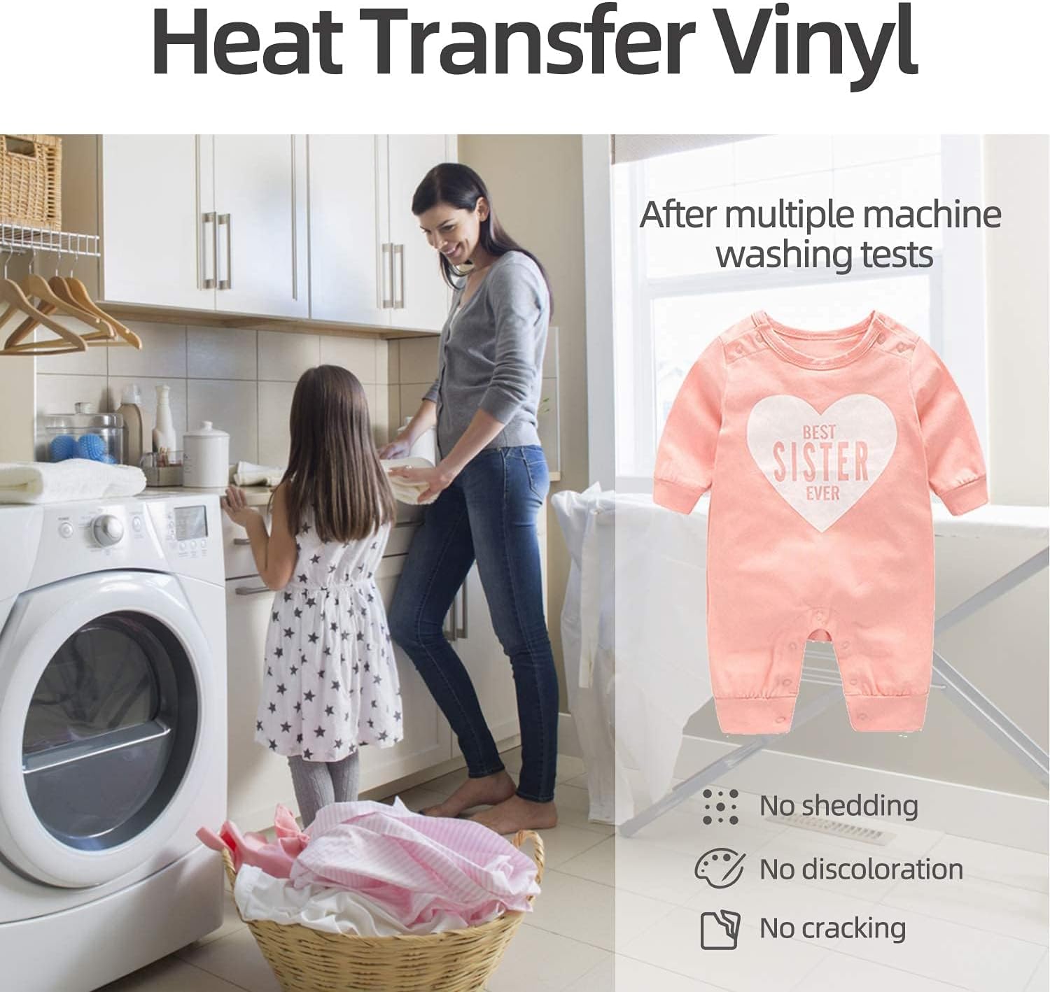 Detalle de HTVRONT White Heat Transfer Vinyl Rolls (12" x 20ft) — A Practical Intro to Easy Cut & Weeding