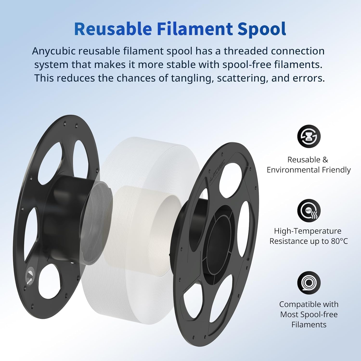 Thumbnail 6 de Anycubic PLA Filament 1.75mm (Intelligent Identification) – 4 Pack 1KG Reusable Spools, Grey