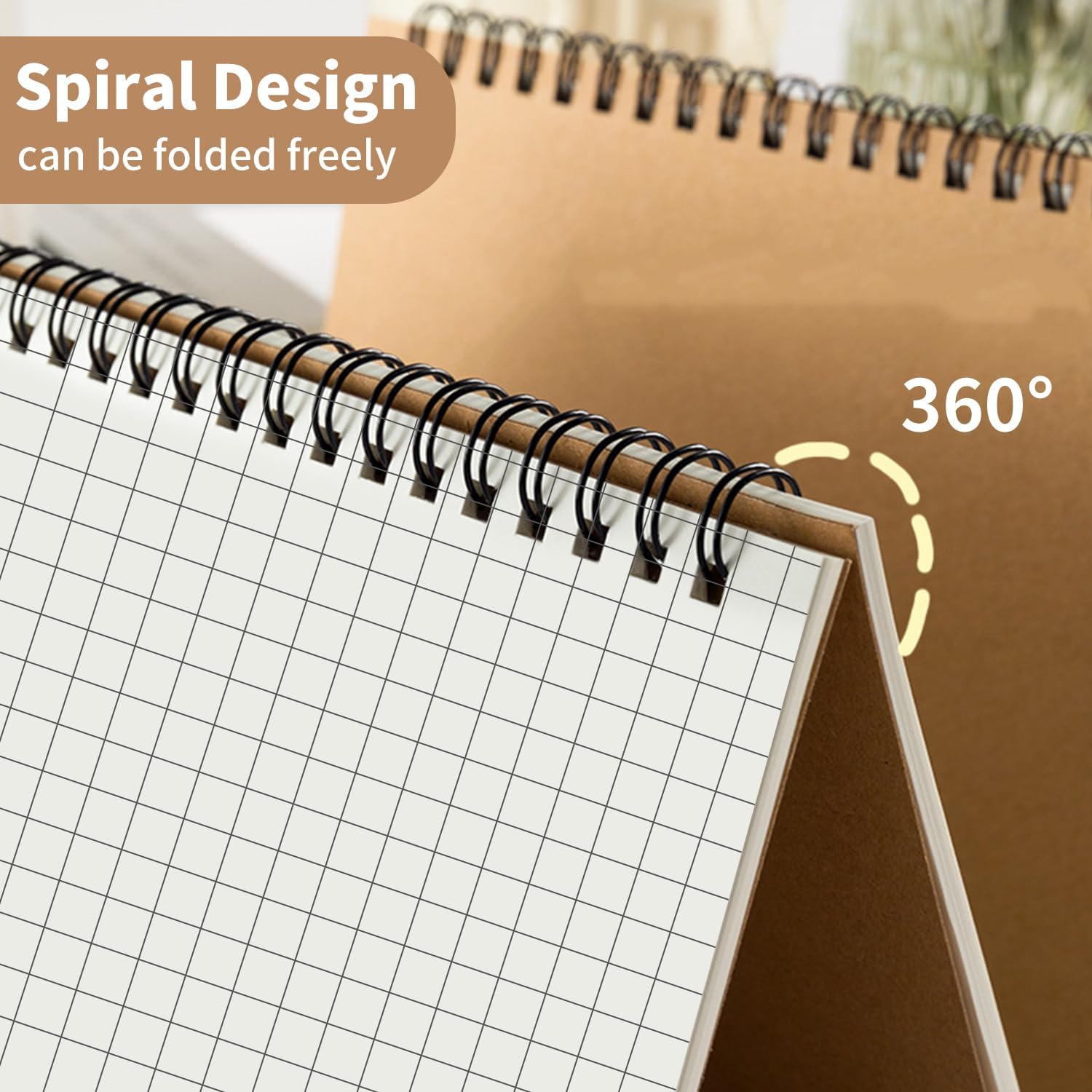 Thumbnail 3 de Ixydor A5-rutade spiralblock, 5-pack med 80 g/m²-papper och kraftomslag