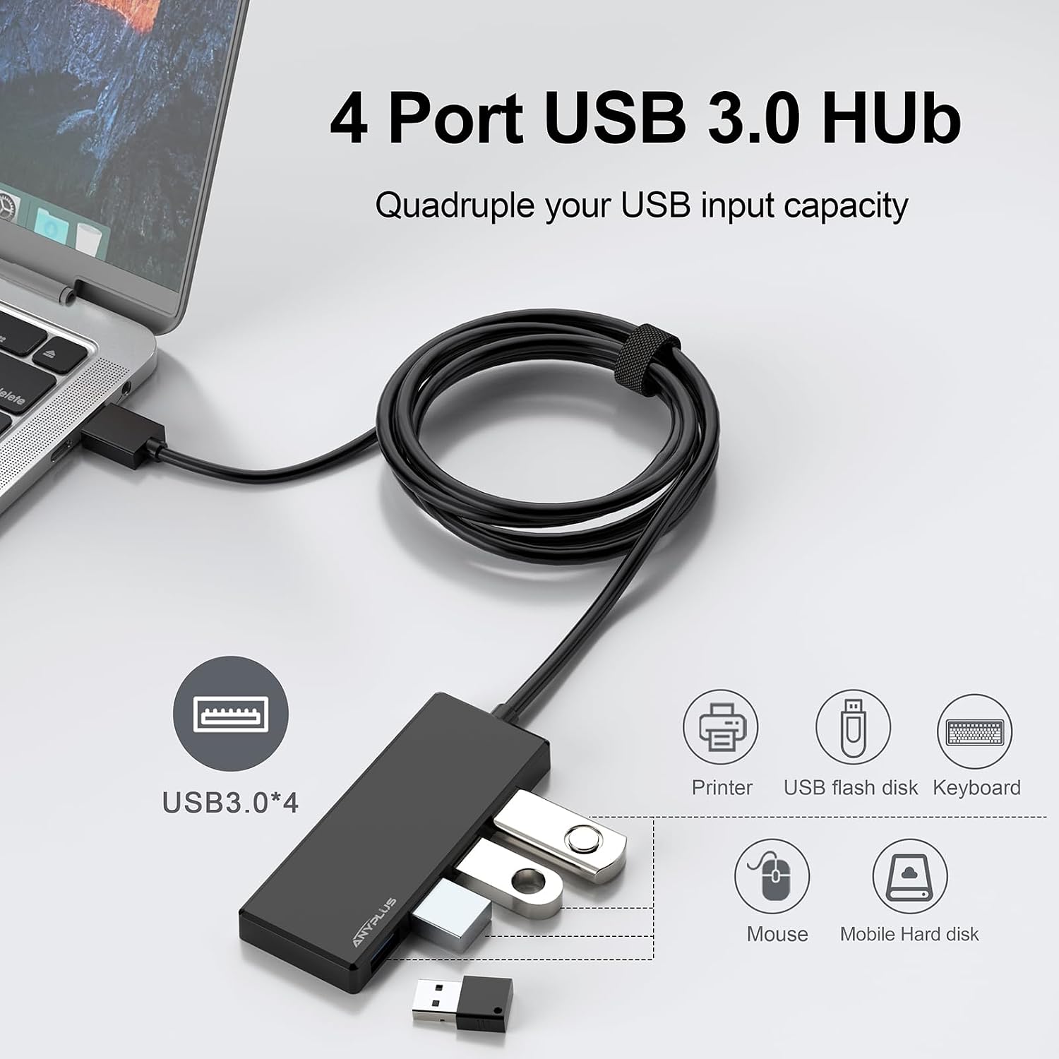 Detalle 2 de ANYPLUS USB Hub USB 3.0 mit 4 Ports 0,6 m