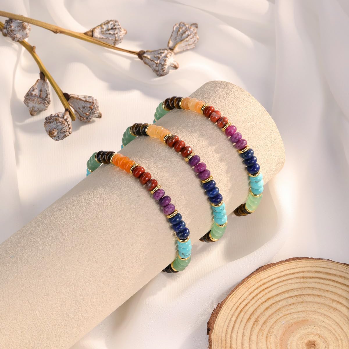 Thumbnail 2 de JSDDE 7-Chakra-Perlenarmband mit Edelsteinen – verstellbares Glücksarmband für Damen