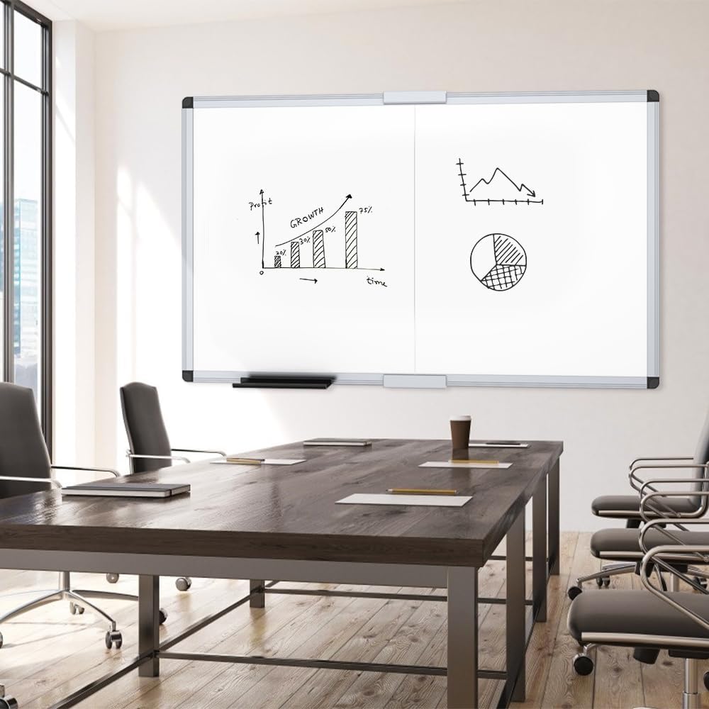 Thumbnail 4 de VIZ-PRO Large Magnetic Dry Erase Whiteboard (72 x 40 Inches) with Foldable Aluminum Frame