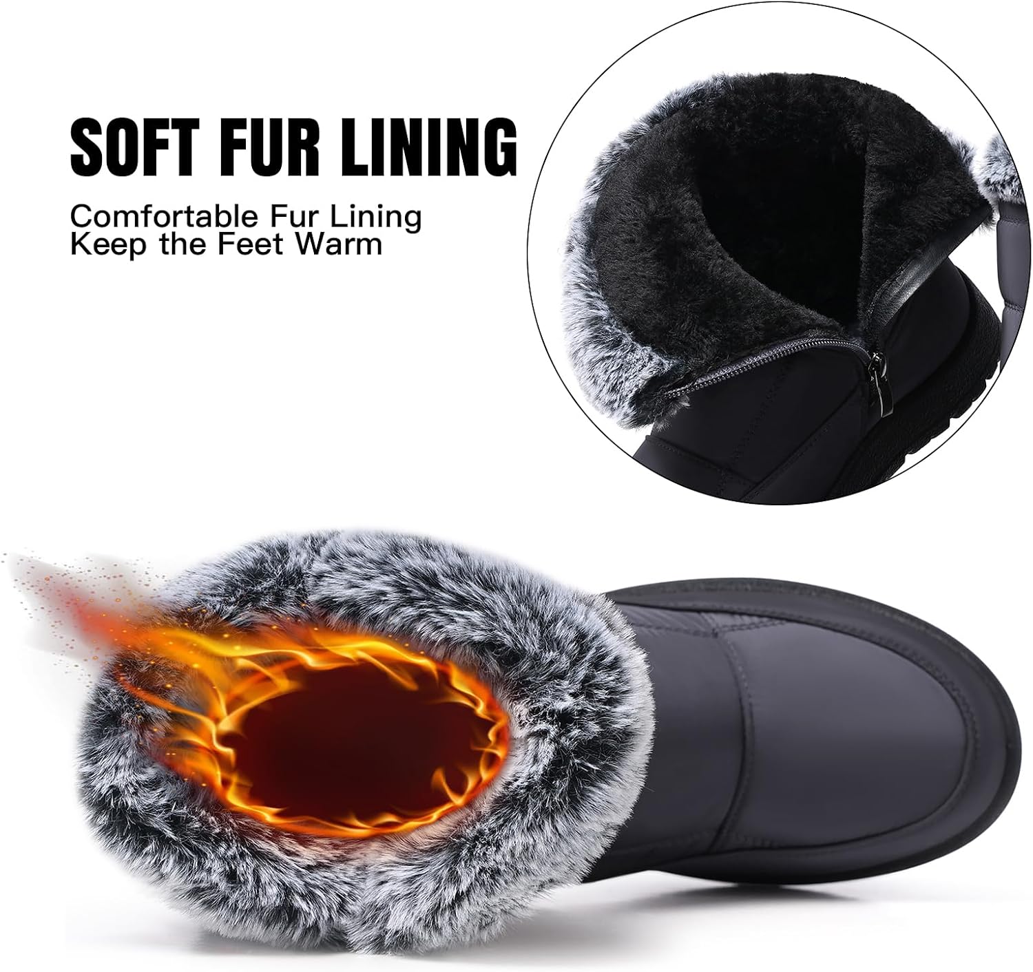Detalle 2 de SHIBEVER Women's Snow Boots with Faux Fur Lining