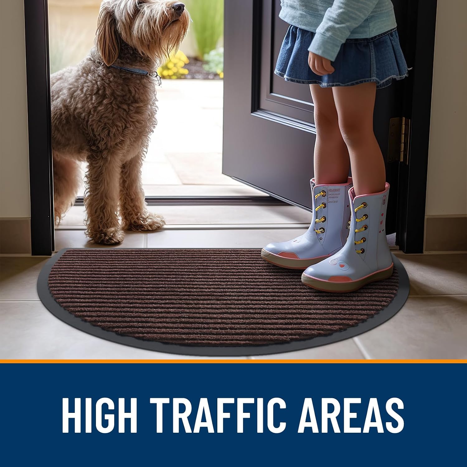 Thumbnail 6 de OLANLY Half Circle Front Door Mat, 35 x 23-Inch Waterproof Polyester