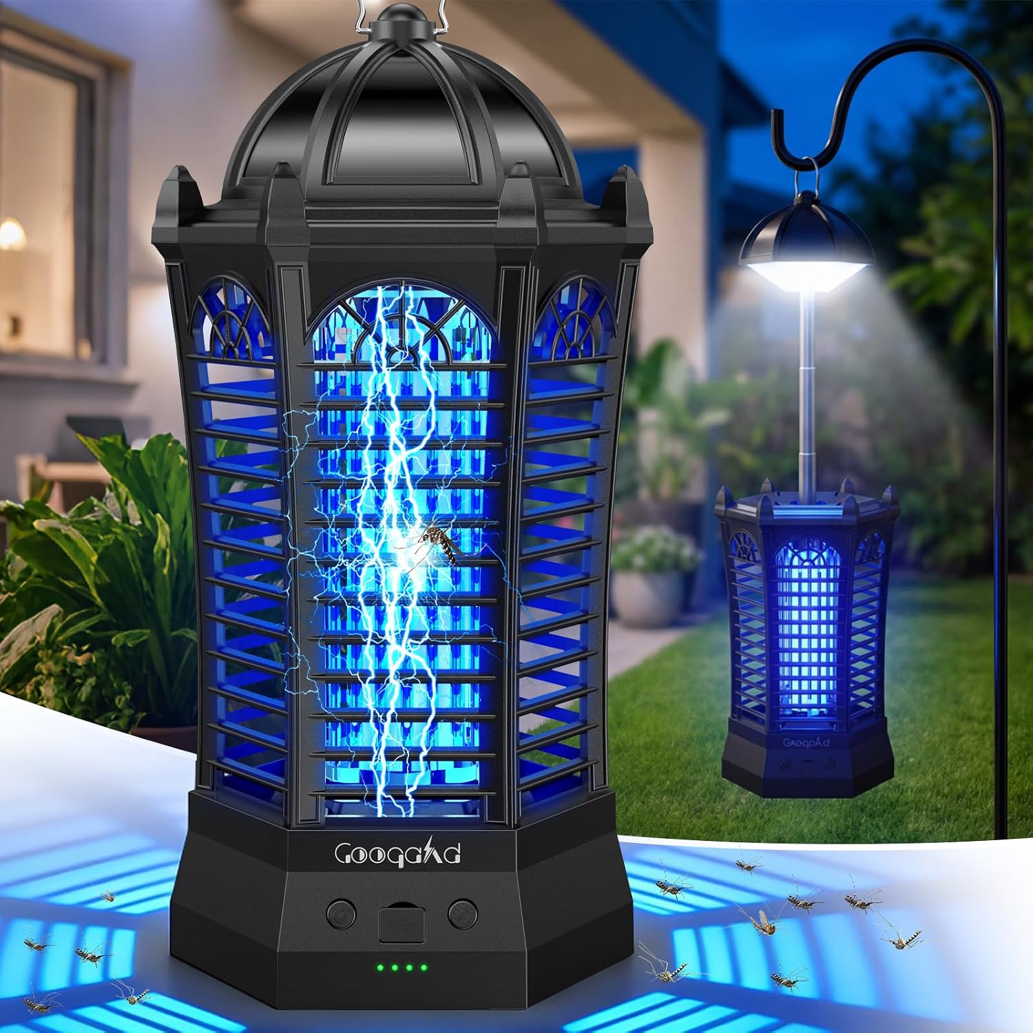 GooQand Bug Zapper: 3-in-1 Rechargeable Outdoor Mosquito Killer with Telescopic Rod