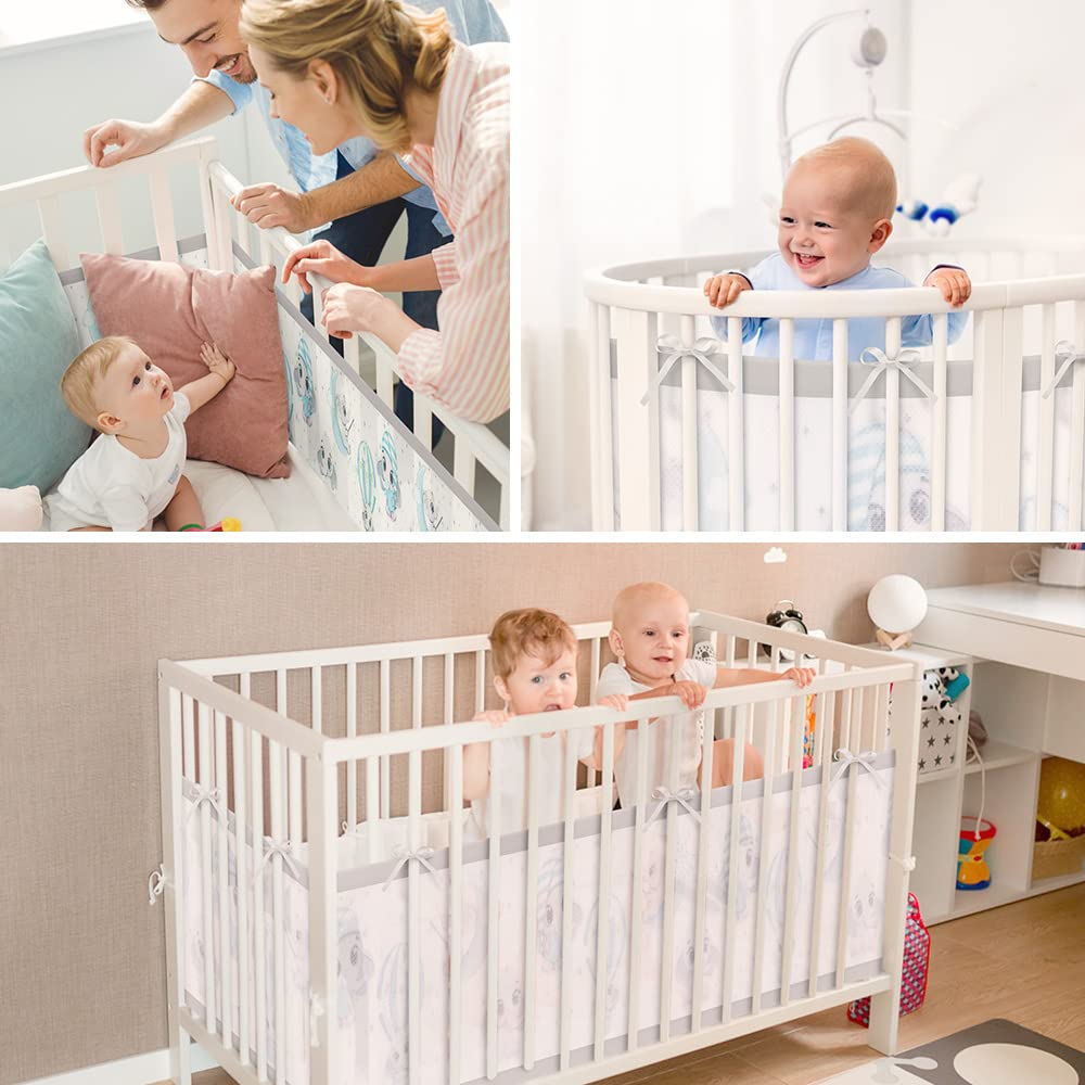 Thumbnail 6 de Aolso Bettumrandung Babybett mit abnehmbaren Nestchen (2-teilig), 340 cm + 160 cm lang, Elefanten