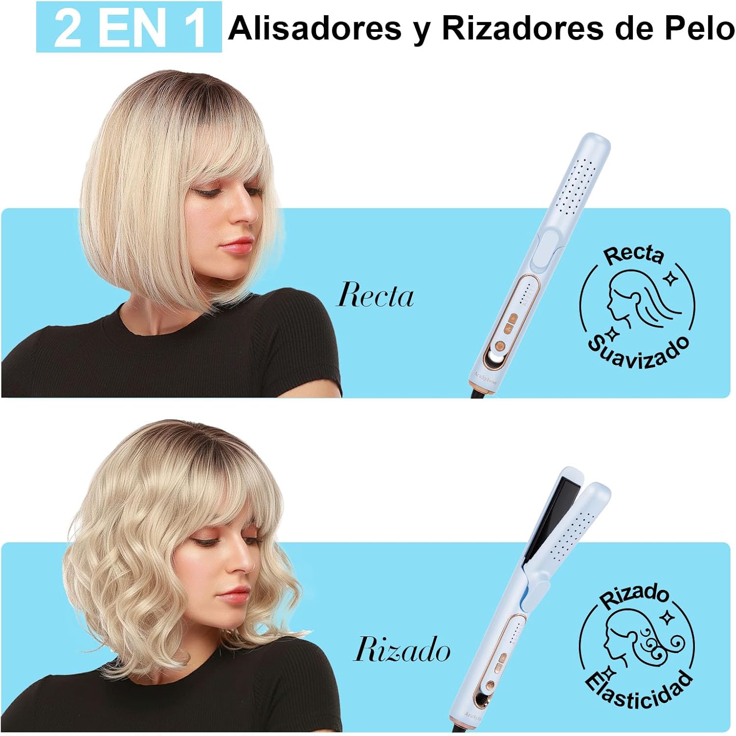 Detalle 2 de AraSyloen Plancha y Rizador 2 en 1 140–220°C