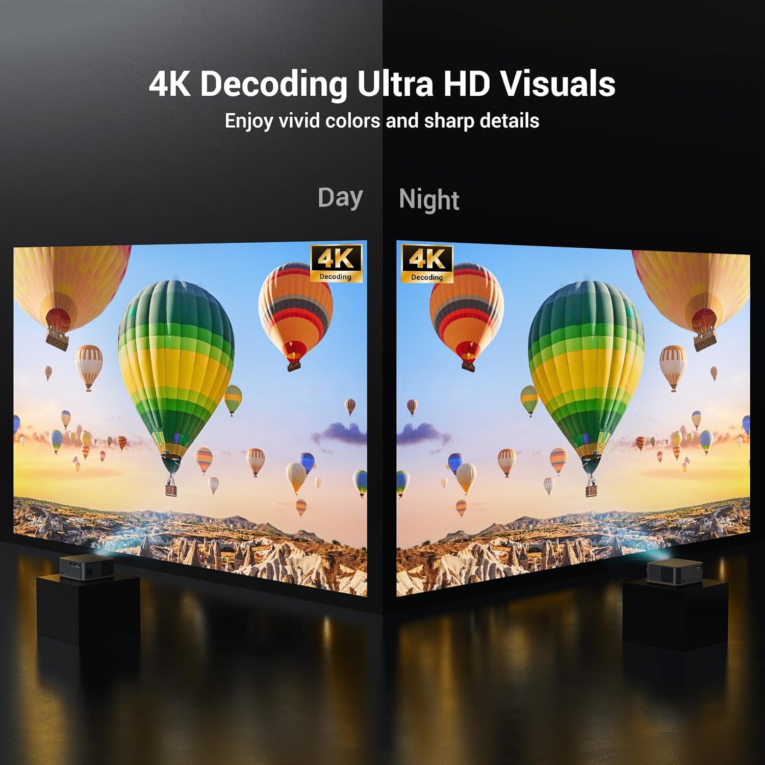 Detalle 2 de HAPPRUN Movie Home Theater 2000 ANSI 4K projector 📽