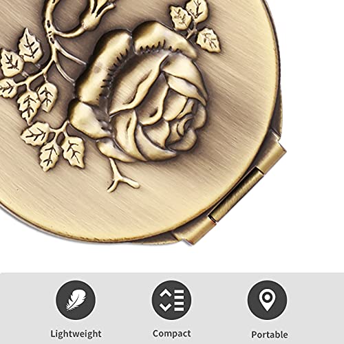 Detalle de ANZHUO Portable Metal Folding Mirror, MINI (Bronze) – Compact Travel Make-up Mirror