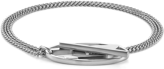 Detalle 2 de Diesel Bracciale da uomo in acciaio inox con chiusura a leva: stile robusto e lucente