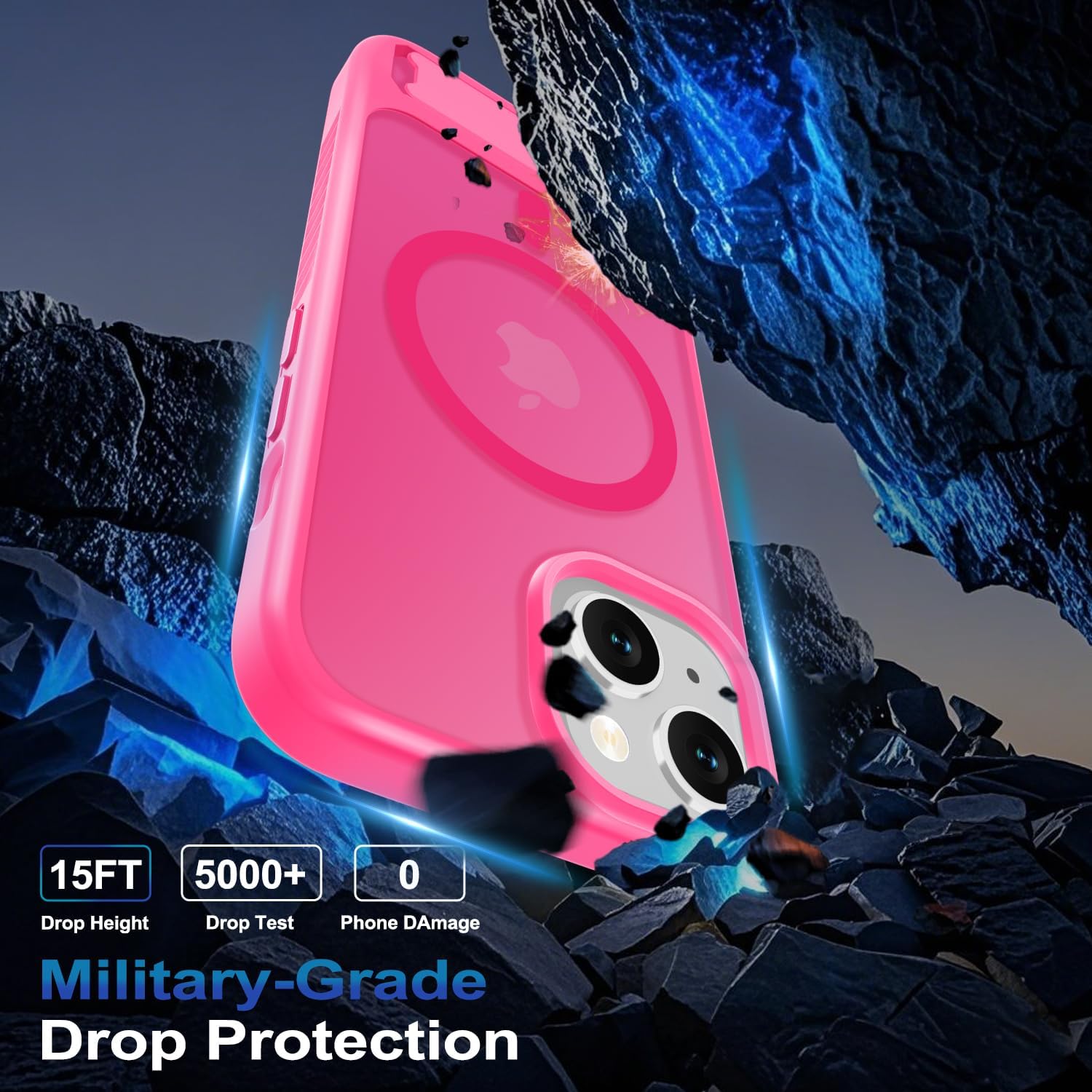 Thumbnail 3 de RMOCR MagSafe Case with Screen Protector & Lanyard for iPhone 15 / 14 (Hot Pink)