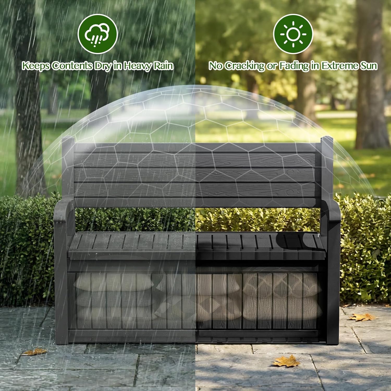 Detalle 2 de KFY Outdoor Storage Bench, 120 Gallon