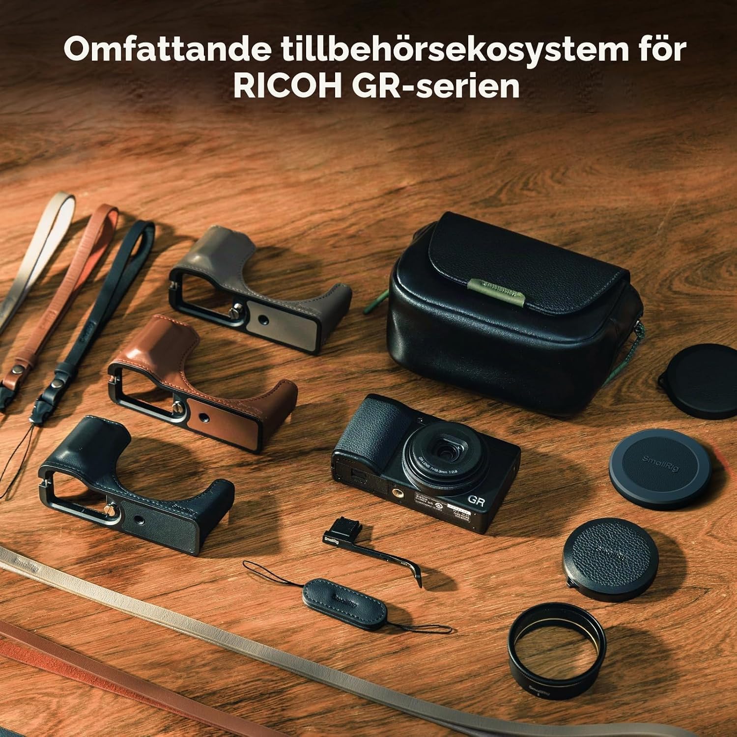 Detalle de SMALLRIG 5683 handledsrem i äkta läder med justerbar passform