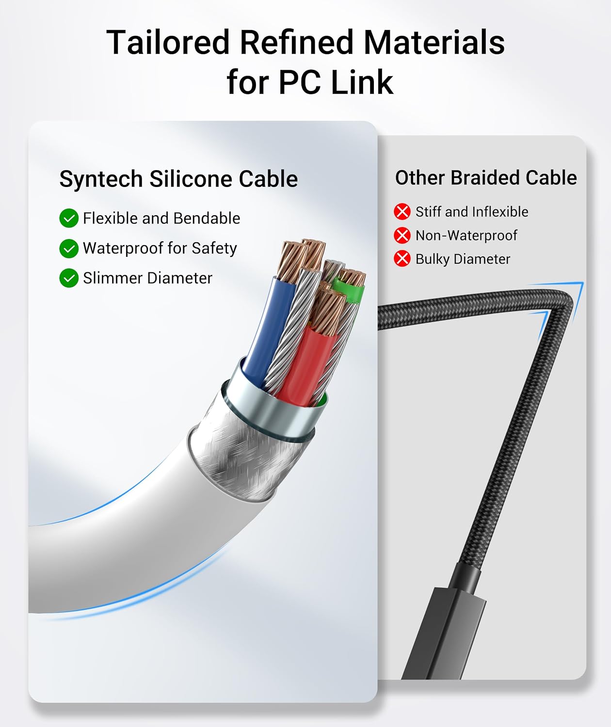 Detalle de Syntech Link-Kabel mit Ladefunktion (6 m) für Meta Quest 3/3S/2 – USB 3.0 A auf C, für PC/SteamVR