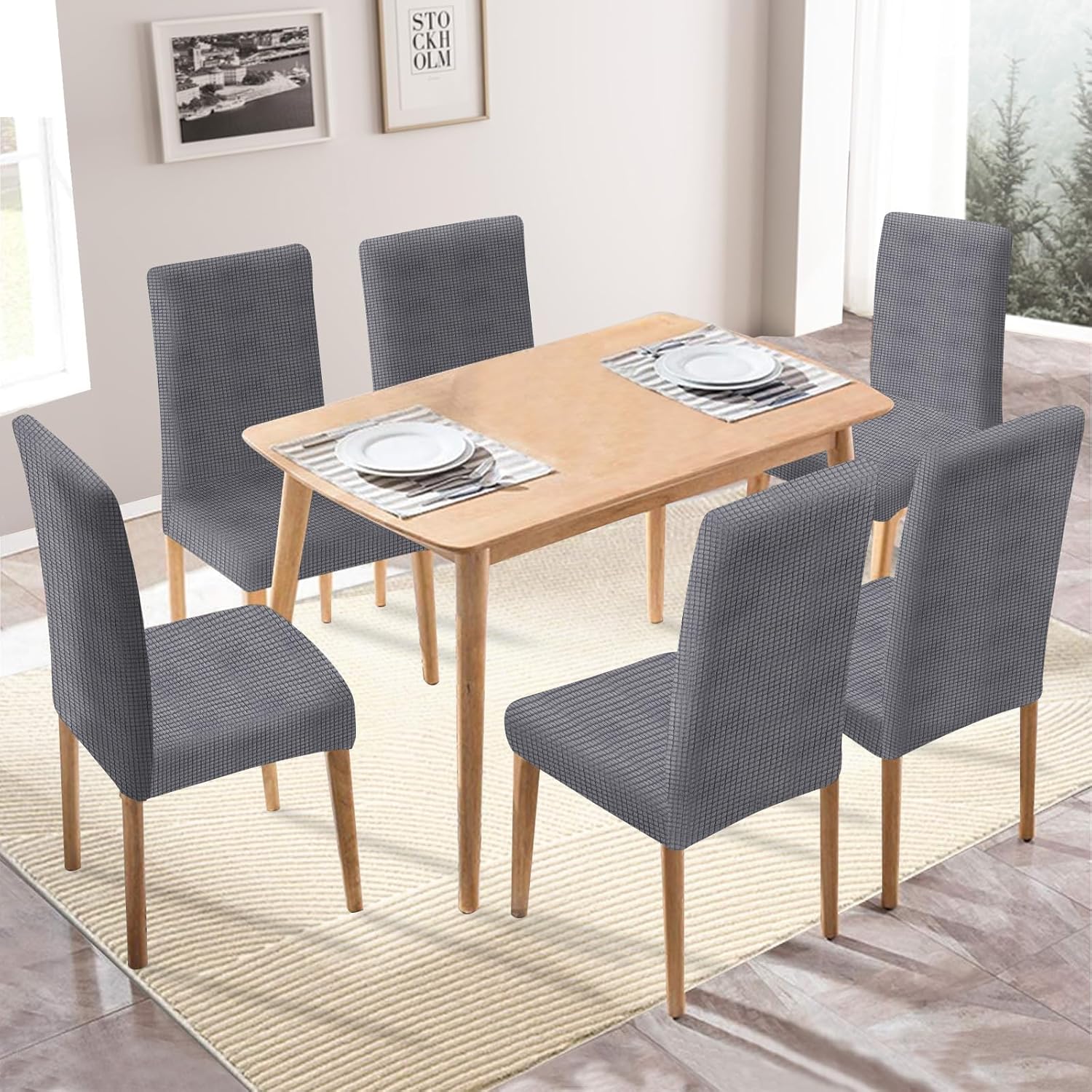 Detalle 2 de Ystyle Housse de chaise 6 pièces grise