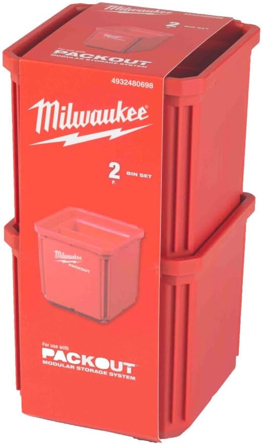 Milwaukee PACKOUT contenitori 10×10 cm (2 pezzi) con divisori rimovibili per minuteria