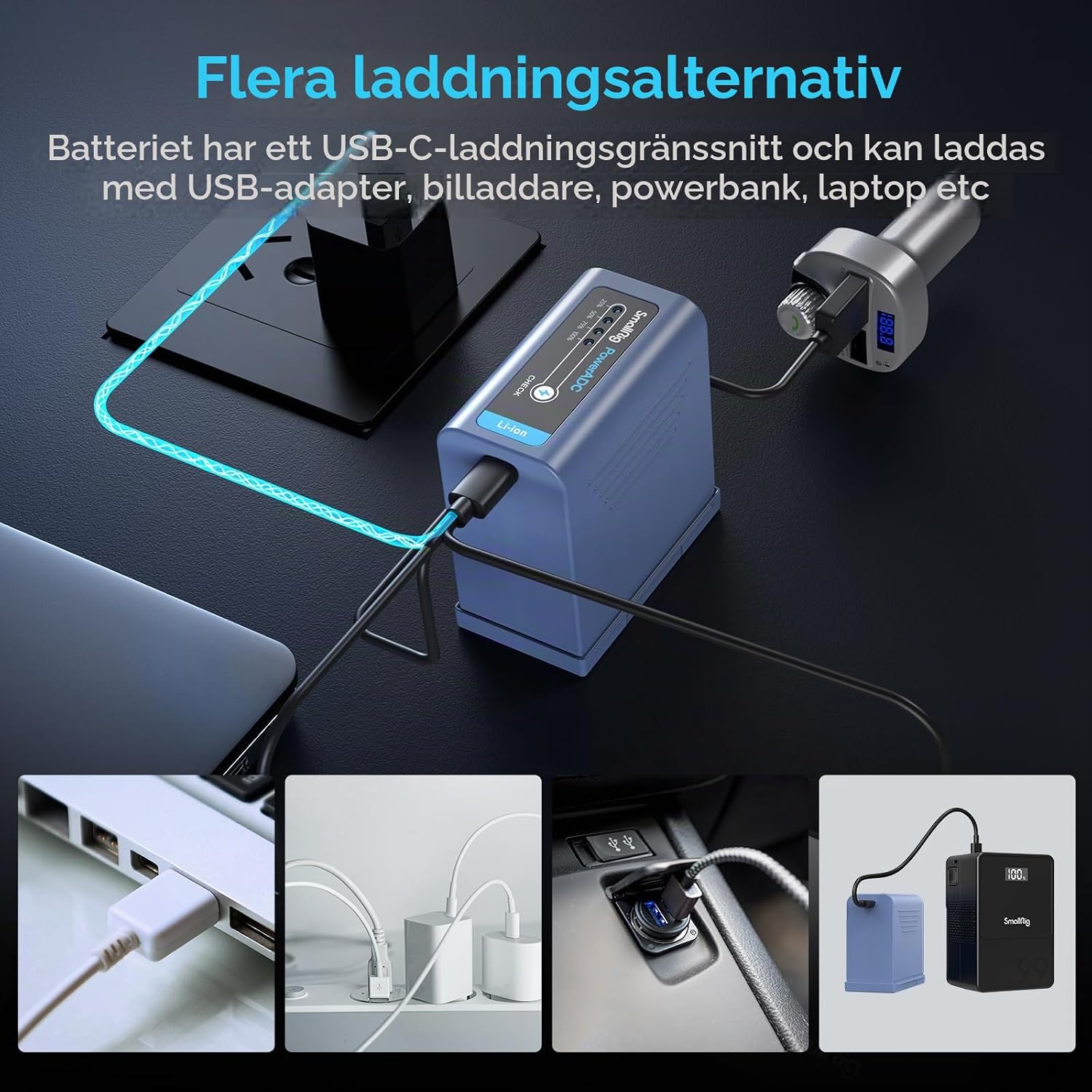 Thumbnail 5 de SMALLRIG 4267 NP-F-batteri, 10 500 mAh med USB-C och USB-A