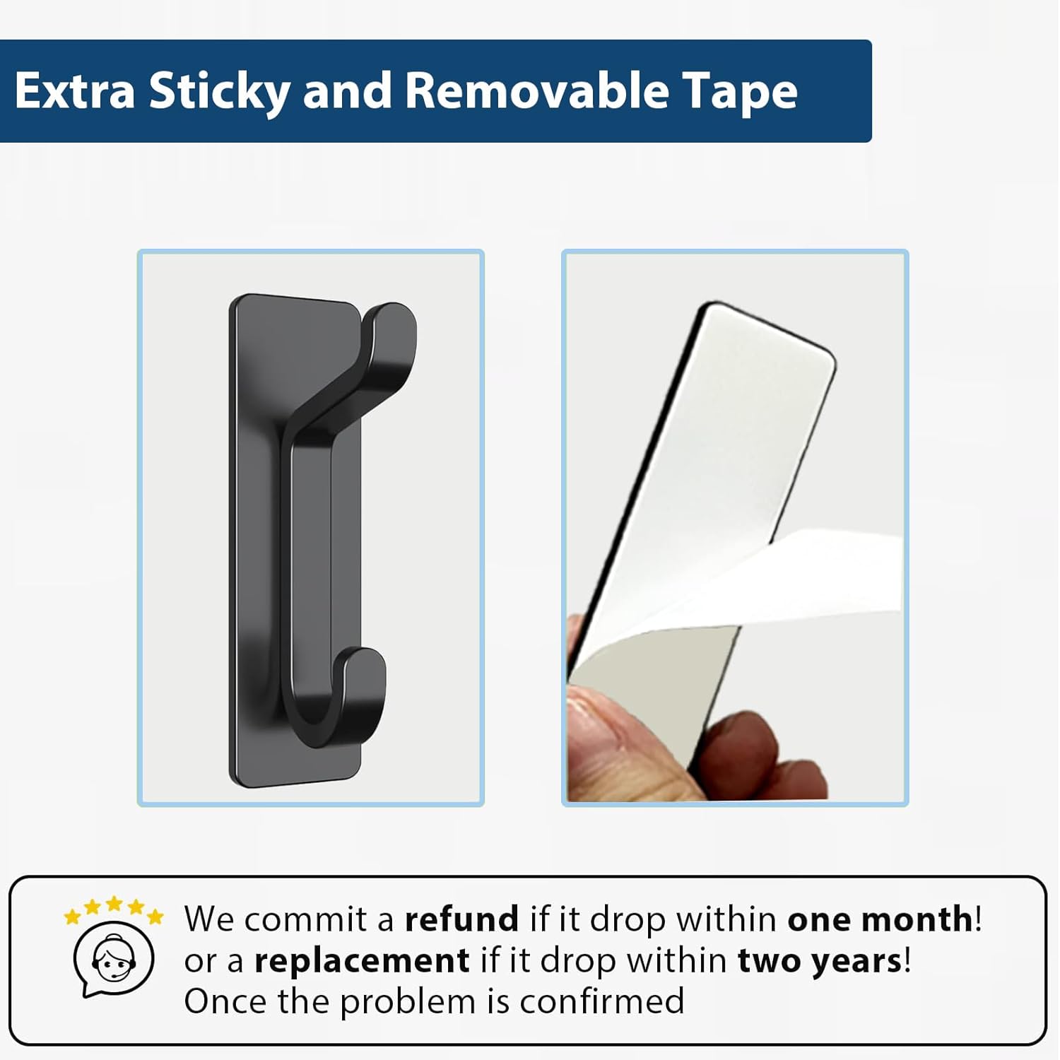 Thumbnail 3 de pickpiff Crochets adhésifs muraux noir double pour salle de bain et cuisine – porte-serviette, sans percer (lot de 6)