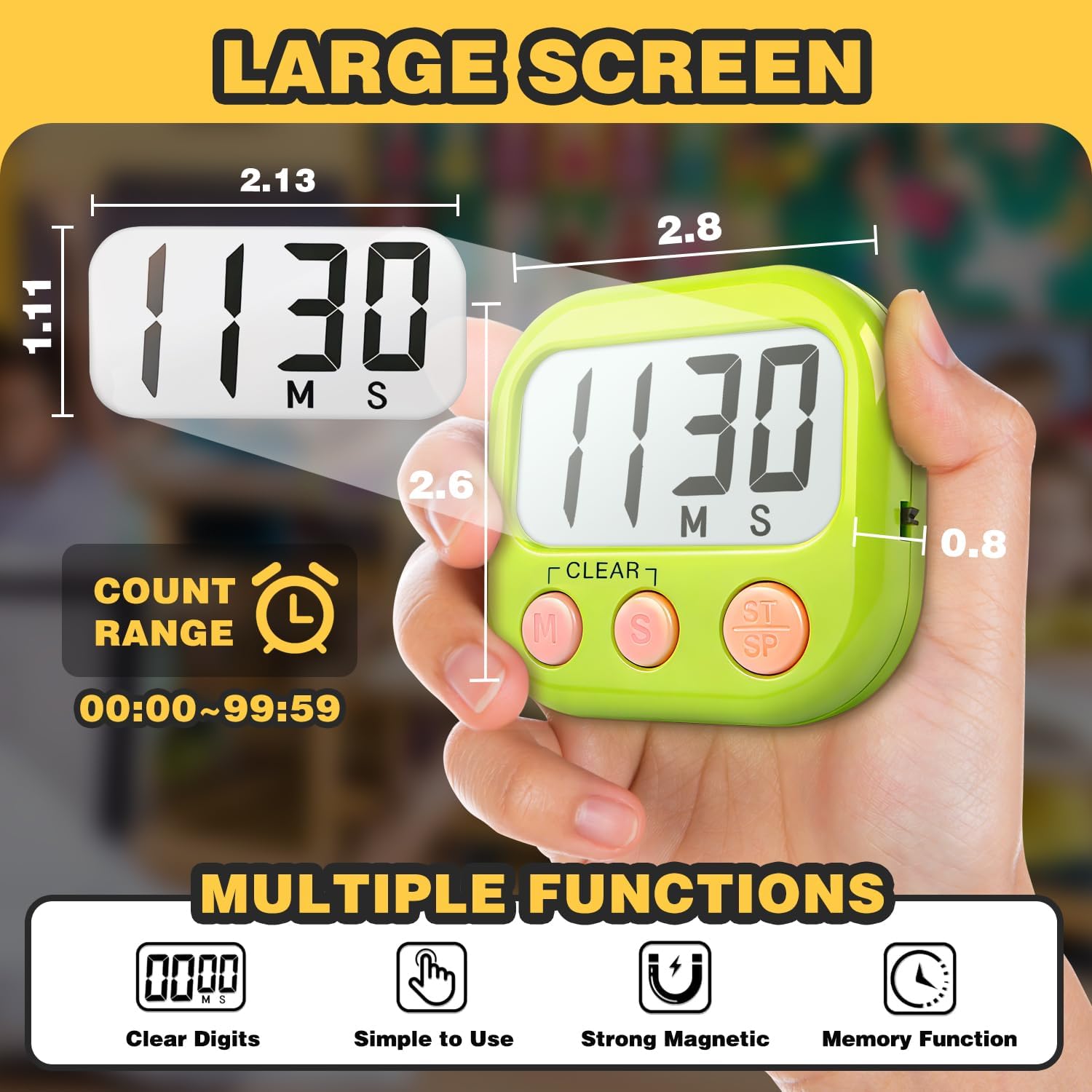 Thumbnail 3 de Classroom Timers for Teachers Large Magnetic 2-pack ⏱