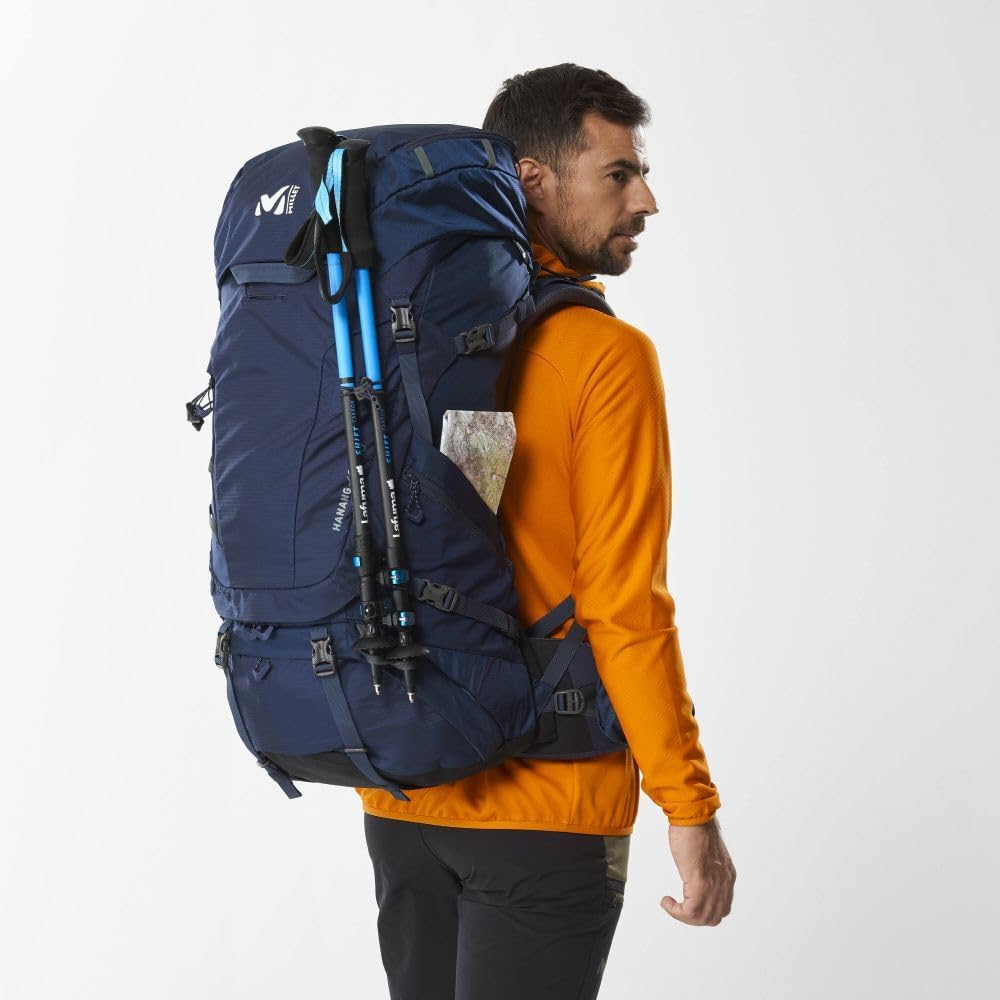 Detalle de Millet Hanang 65+10 – Sac à dos de trekking extensible 65+10 L (75 L max) pour homme et femme, avec housse de pluie
