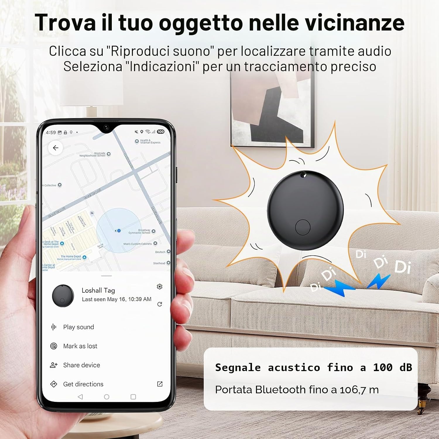 Detalle 2 de Android Smart Tag di Ajblg: Tracker Bluetooth IP68 con Find Hub di Google, impermeabile e batteria CR2032 sostituibile
