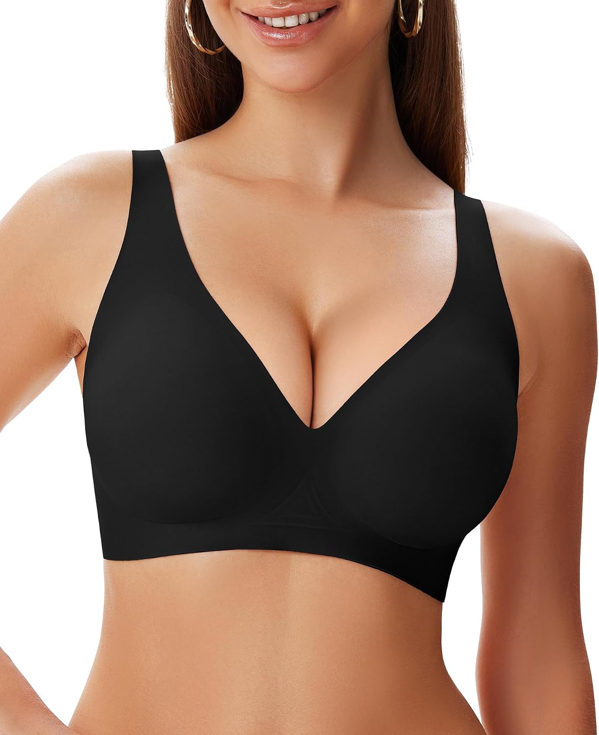 Detalle de SIMIYA Wireless Jelly Bra, Seamless T-Shirt Bralette with Convertible Back